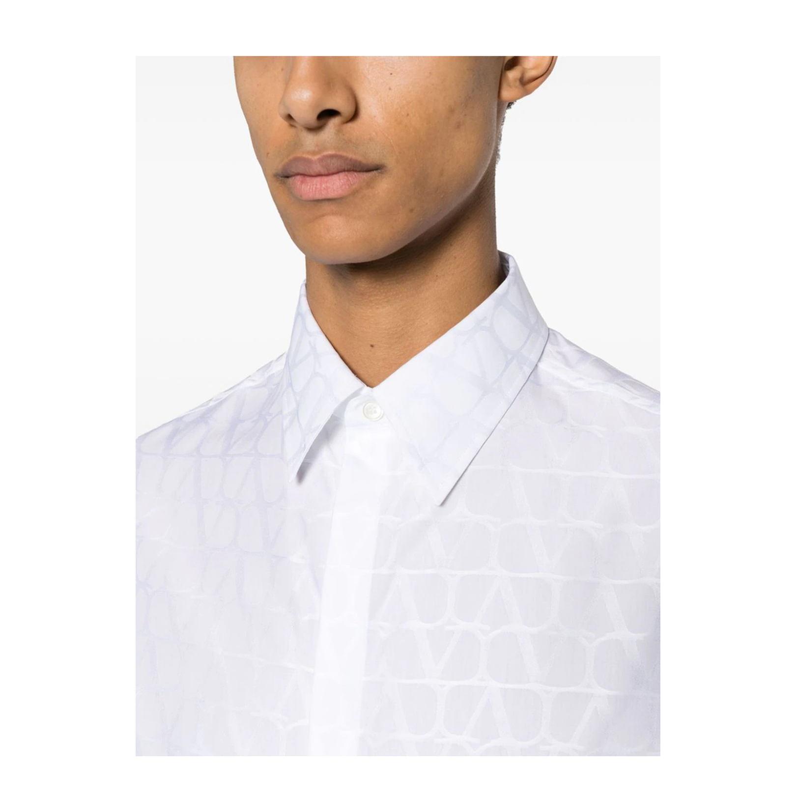 V Logo Cotton Poplin Shirt