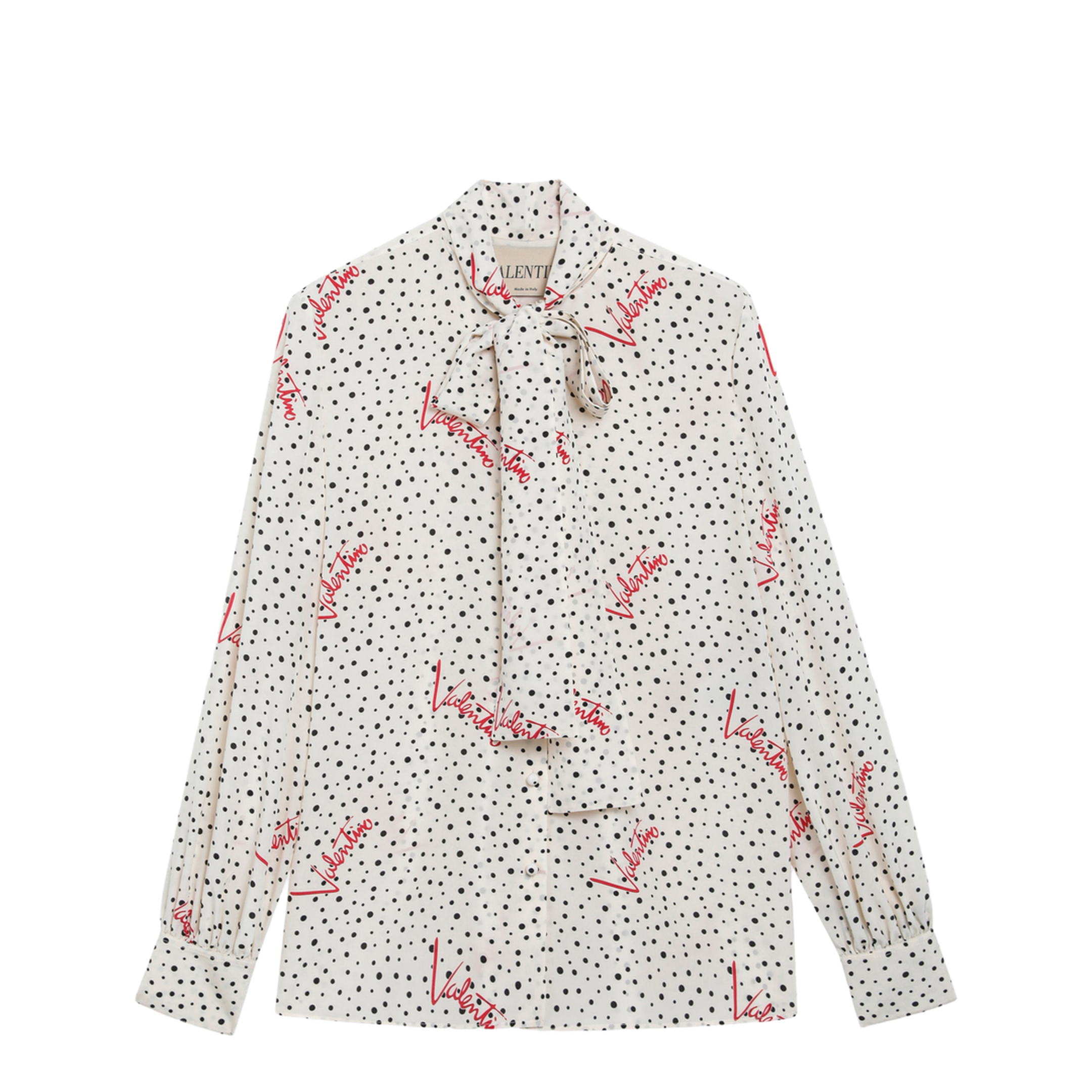 MAYFEYR - Valentino - Vanilla Silk Shirt With Logo Print - 9B3AB8N0A9N3G5