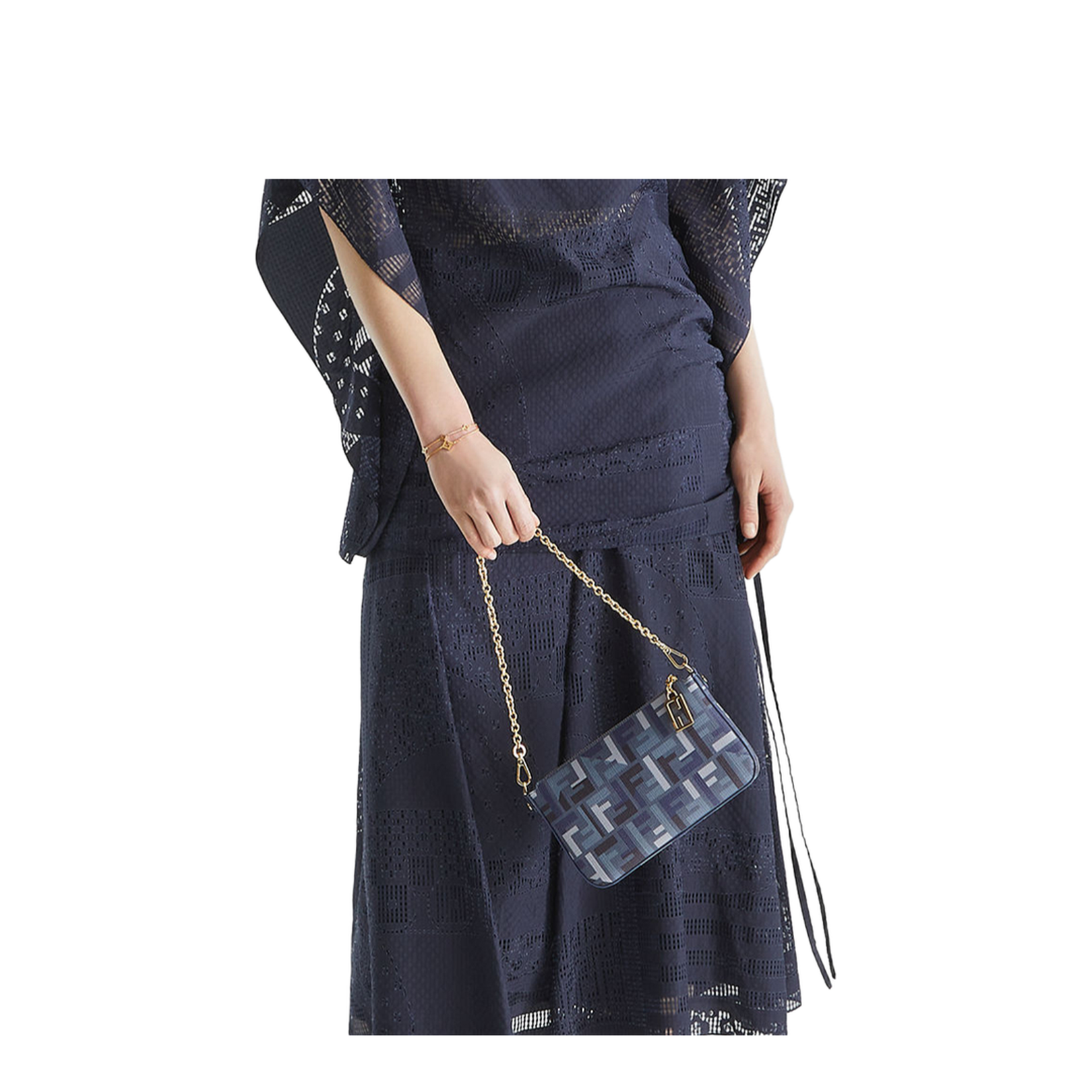 Baguette Canvas Clutch - Navy Blue