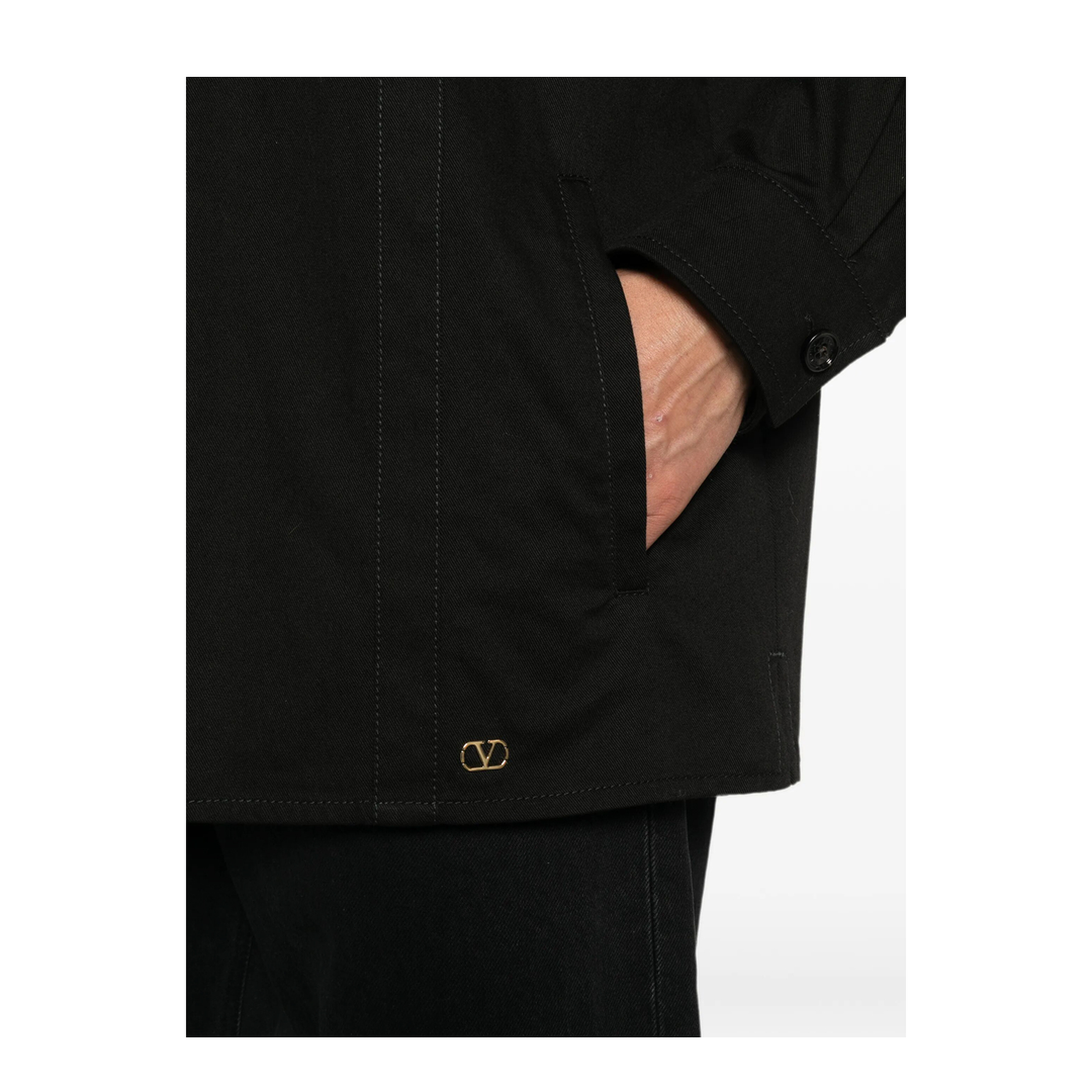 MAYFEYR - Valentino - Cotton Gabardine Shirt Jacket With Vlogo - VCIQ10ALS0NO