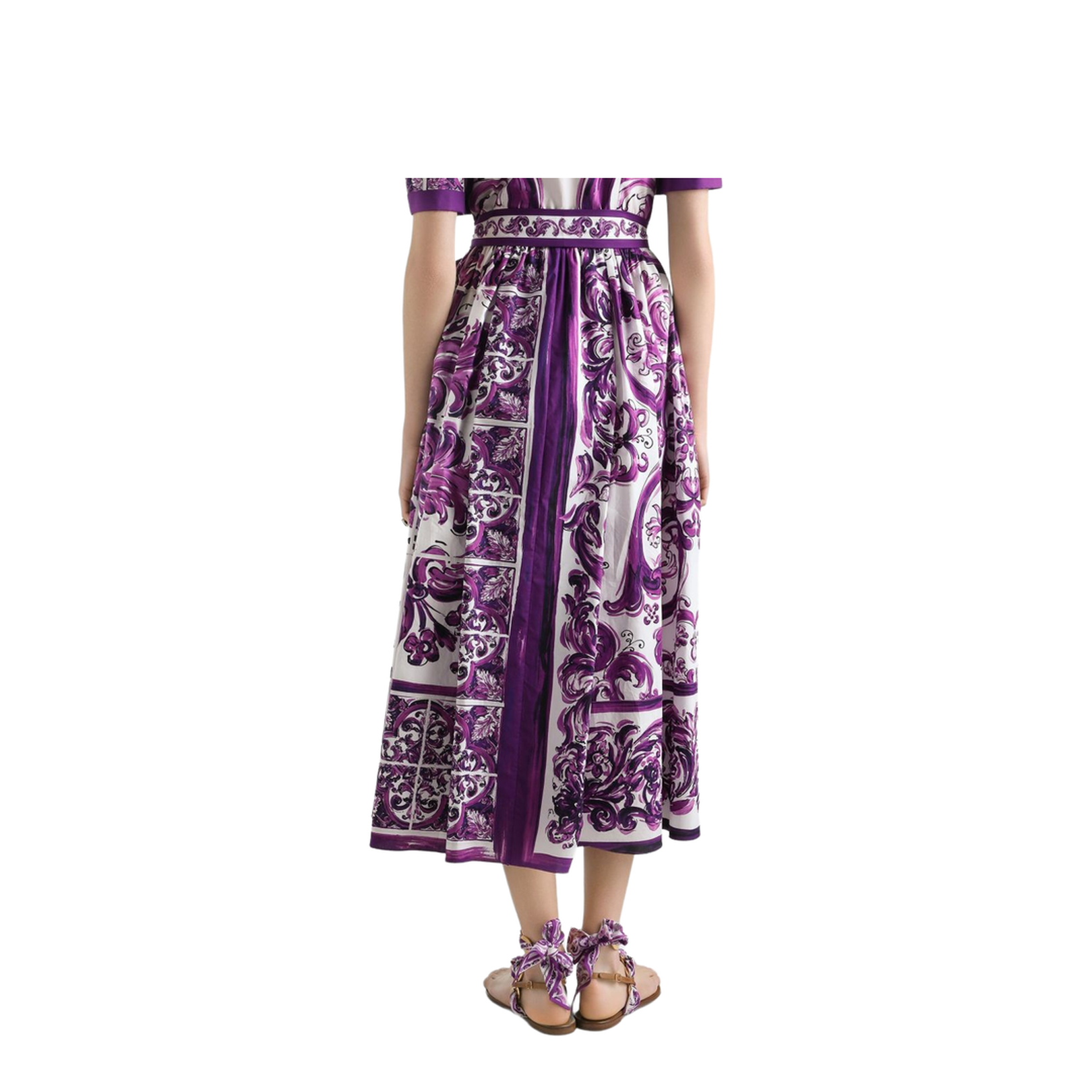 Majolica-print poplin shirt dress