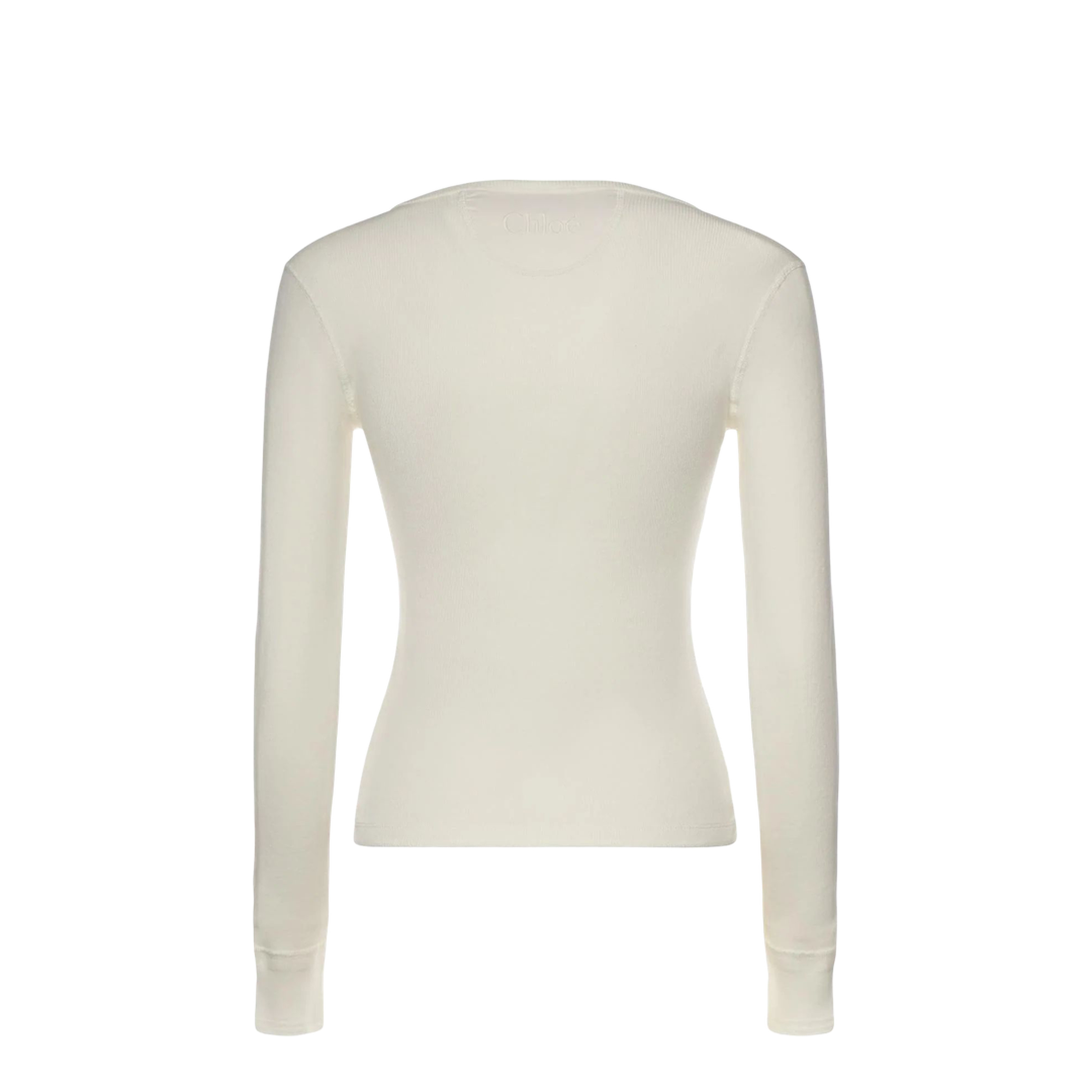 Scoop-neck Henley Shirt in Cotton Jersey White