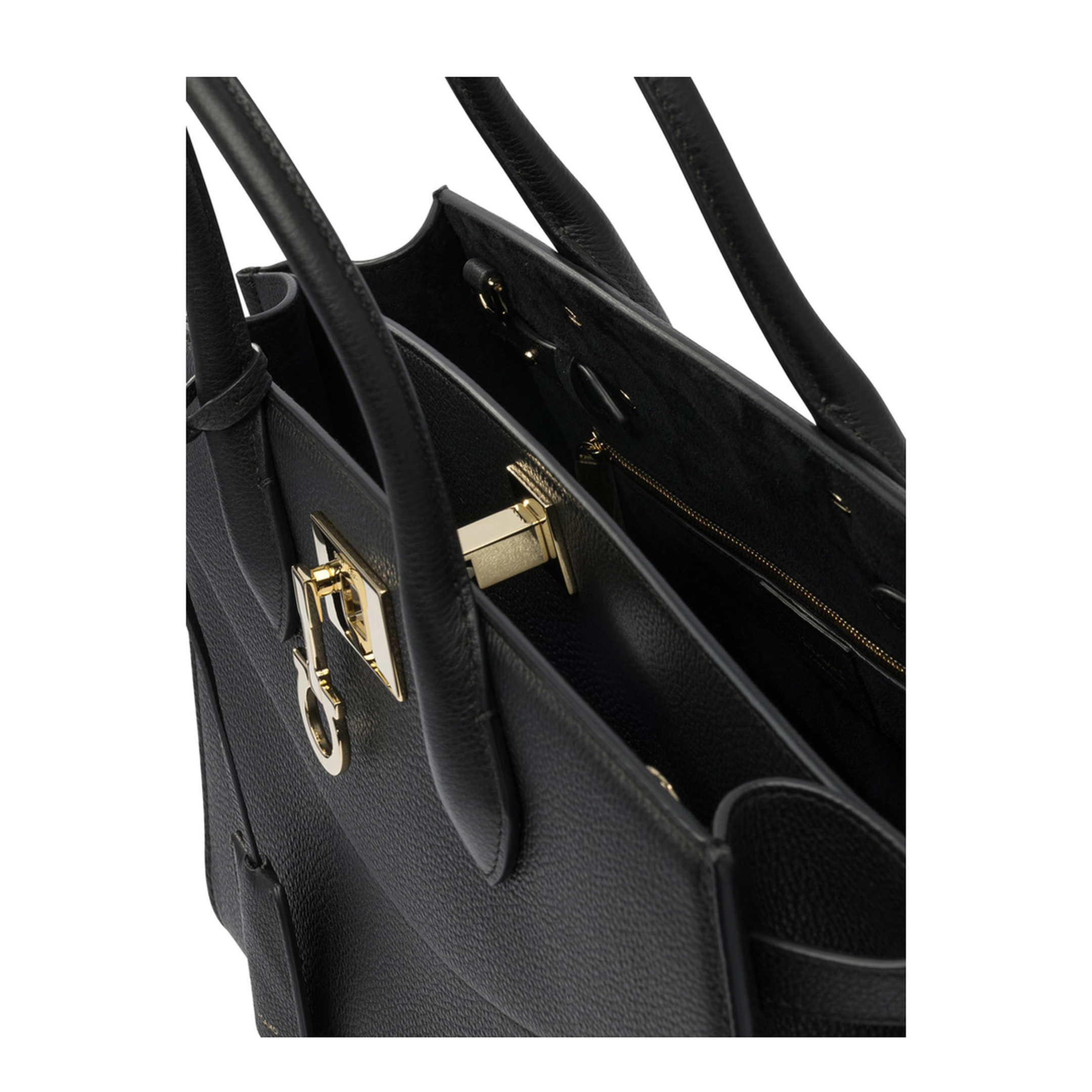 Studio Soft Large Calf Leather Top-Handle Bag - Nero