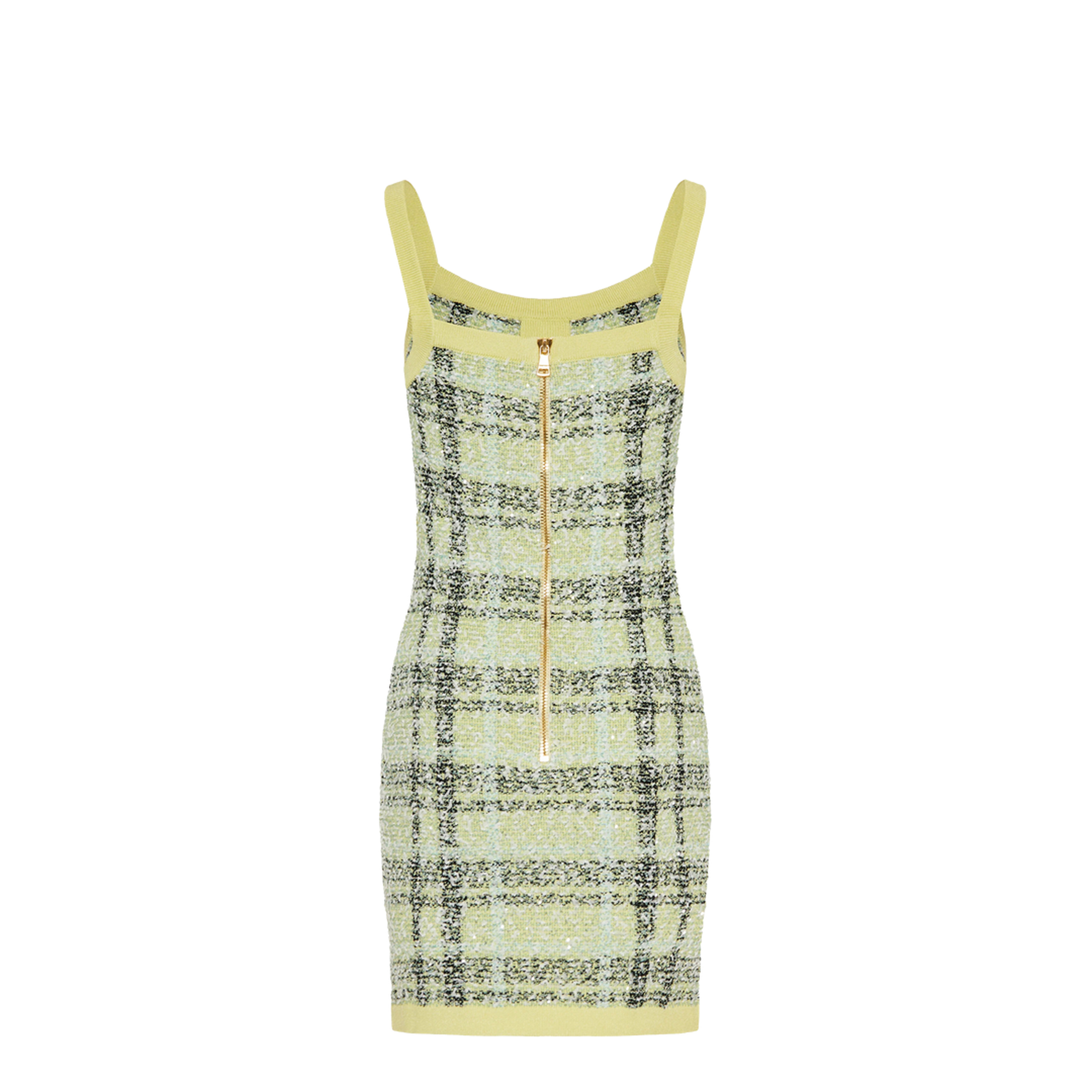 Embroidered Tweed Dress Yellow