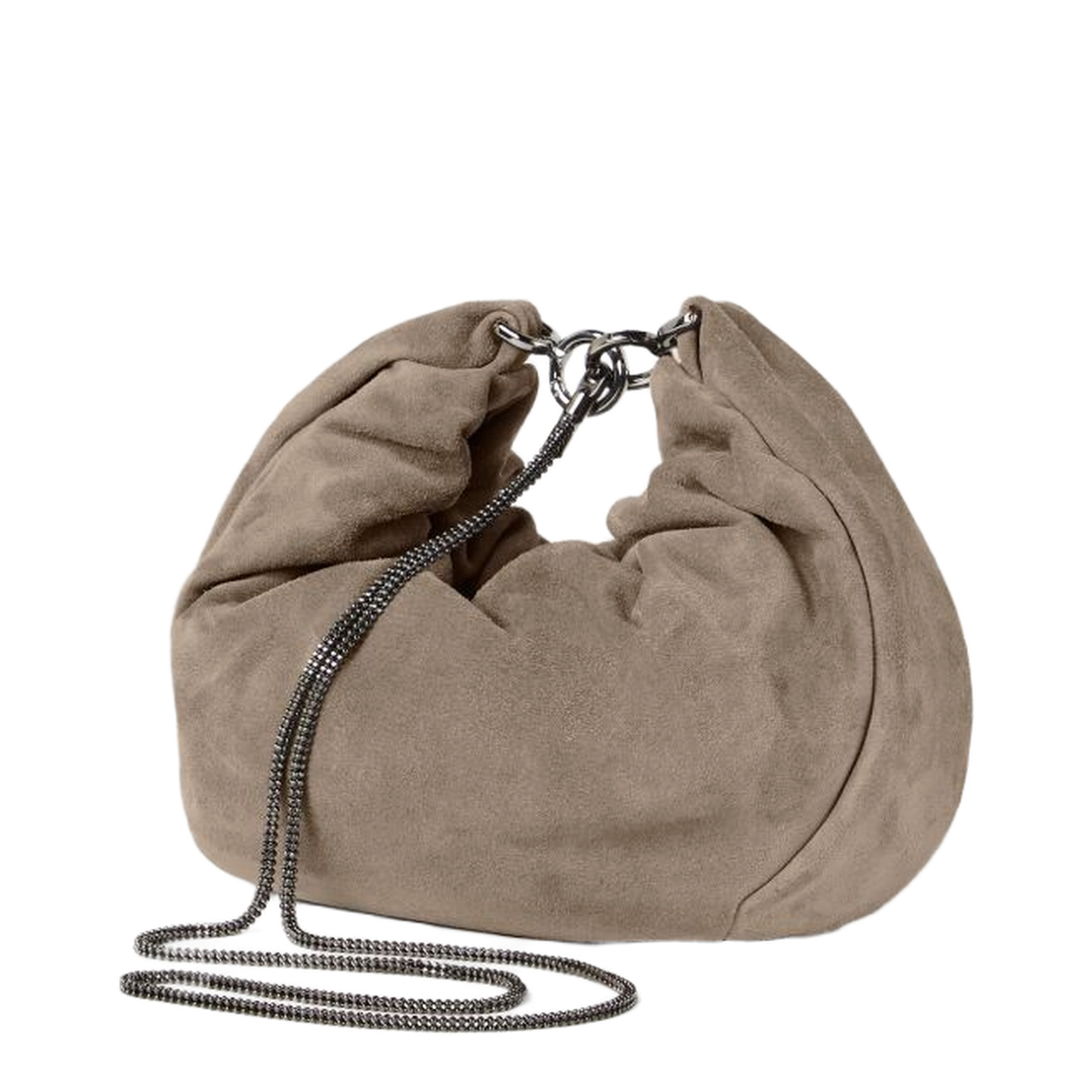 Suede Hobo Brioche Handbag