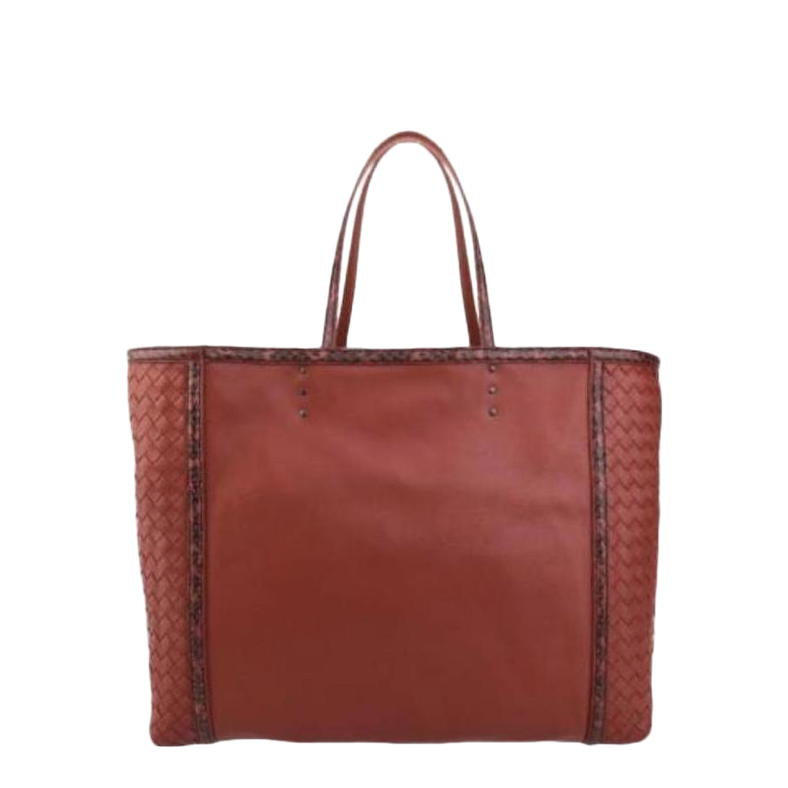 Intrecciato Leather Tote Bags - Red