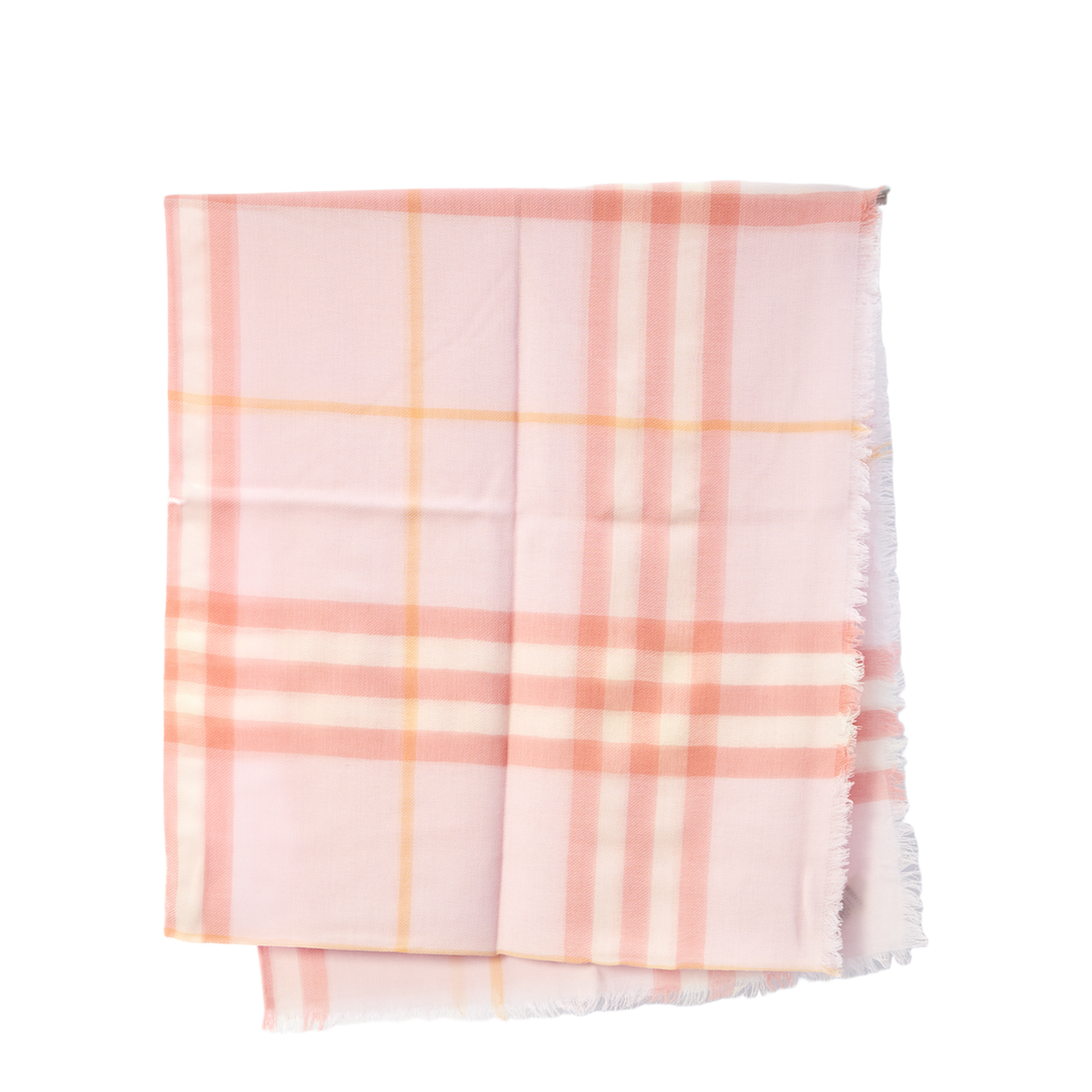 Wool Scarf With Check Motif - Pink