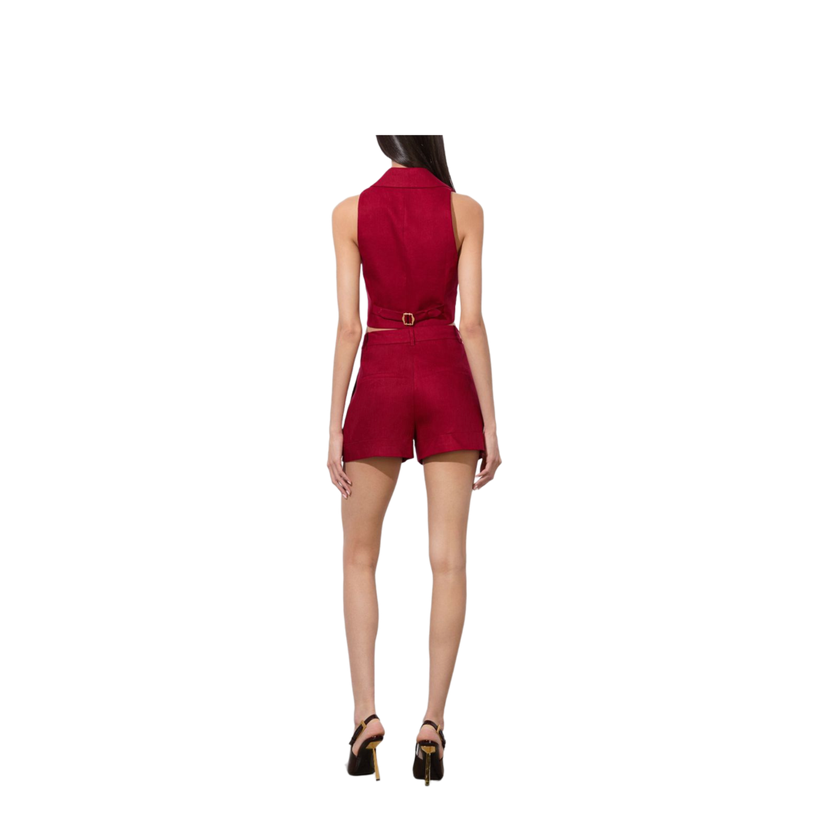 Conry Linen Cuffed Short In Dark Cherry