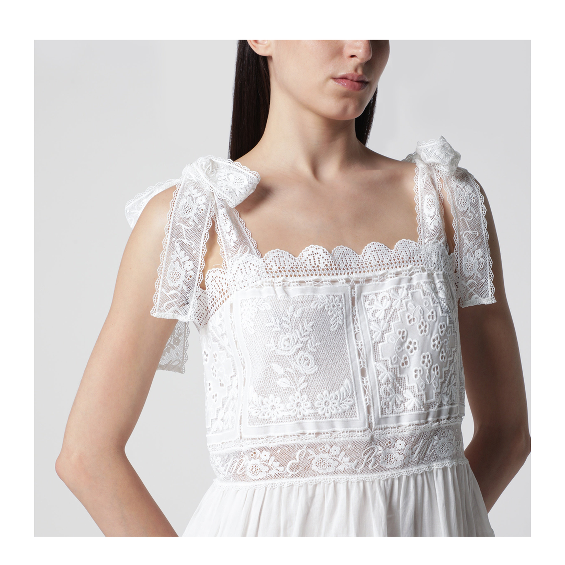 MAYFEYR - Zimmermann - Ivory Aster Dress With Lace Trim - 9053DSS261PLIV