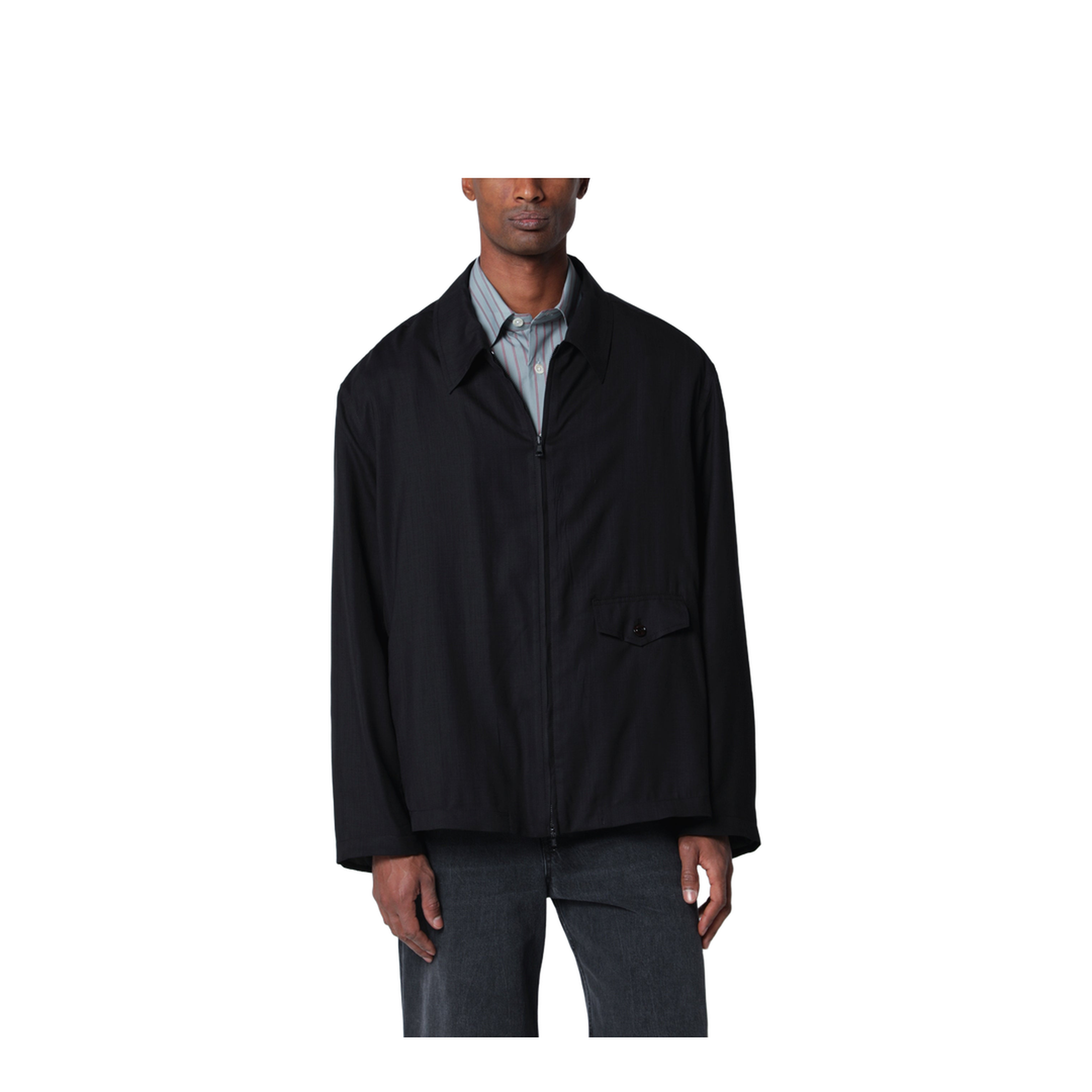 Evolved Jacket In Merino Wool Voile In Eclipse Black