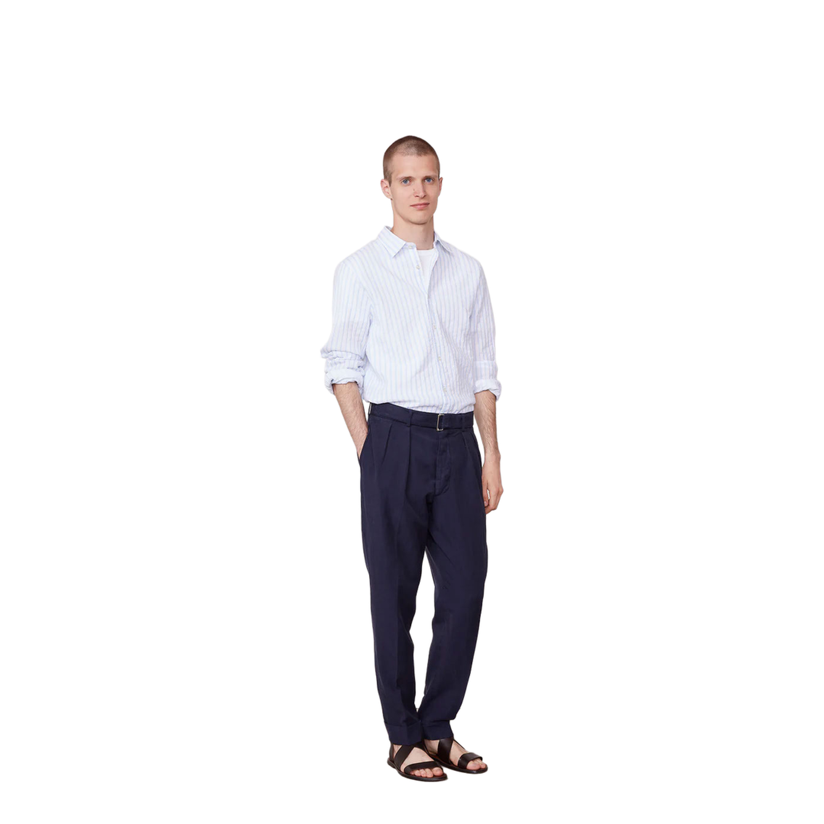 Pierre Cotton-linen Pants In Blue