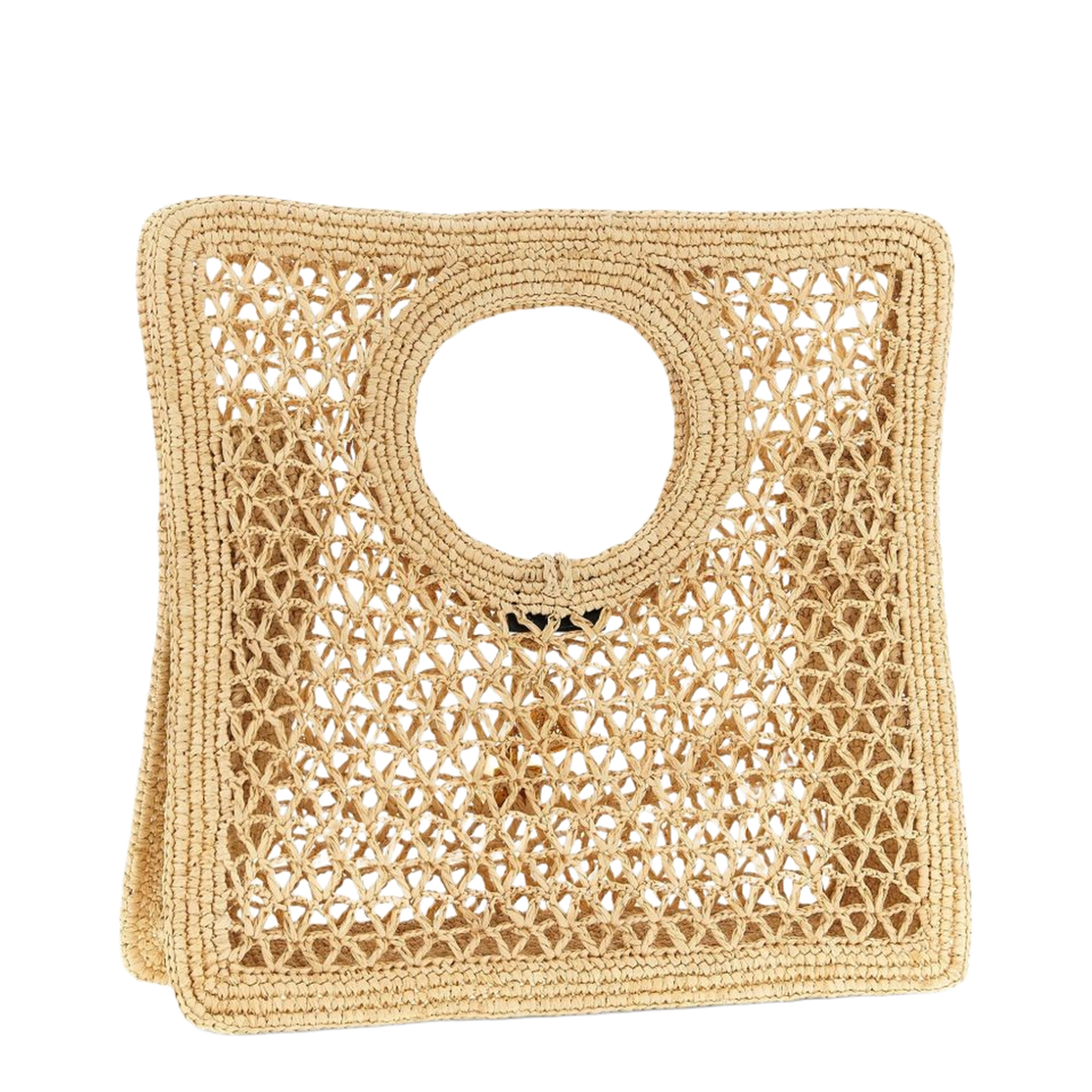 Le Petit Carré Spiaggia Raffia Top-Handle Bag - Natural
