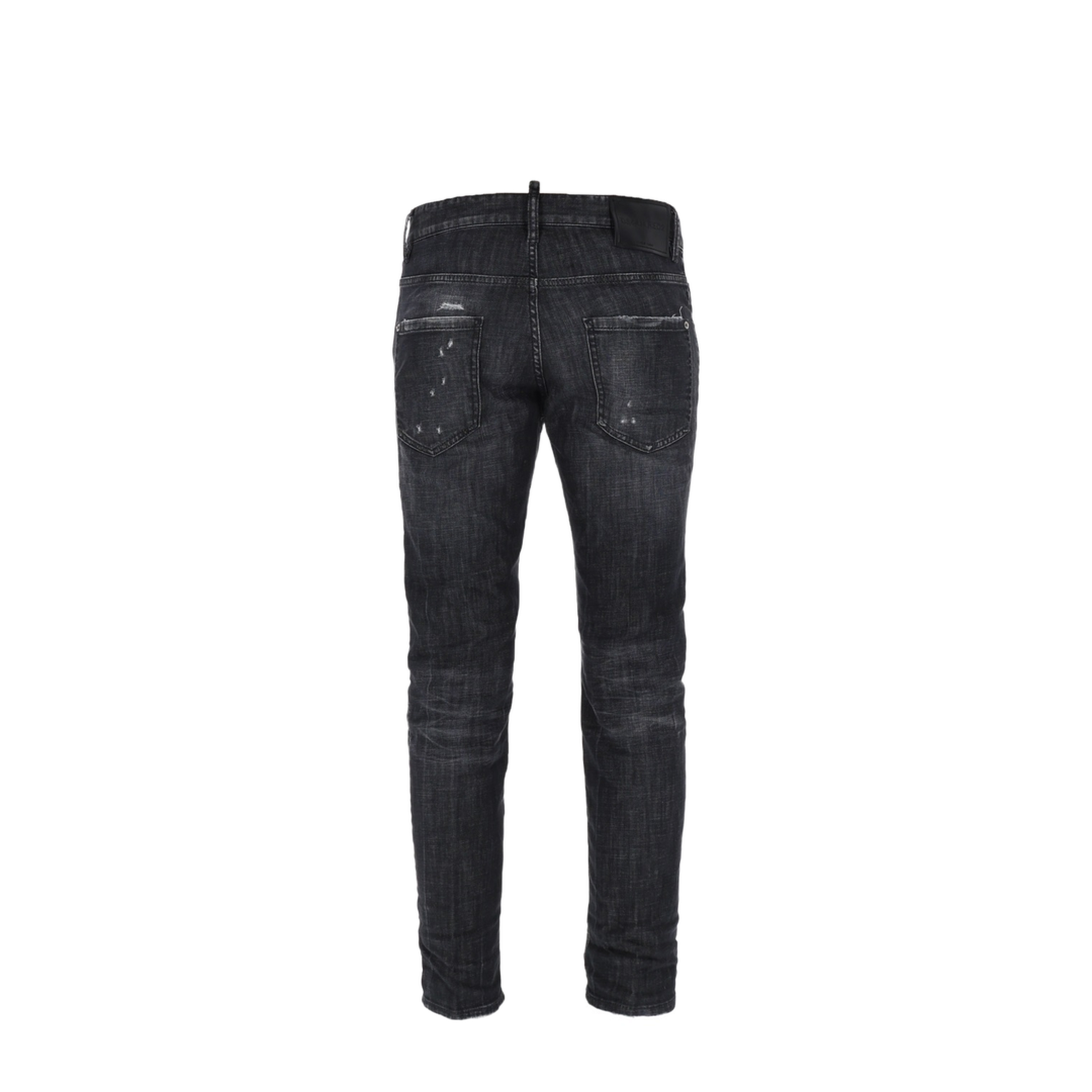 Black Washed-Effect Distressed Jeans