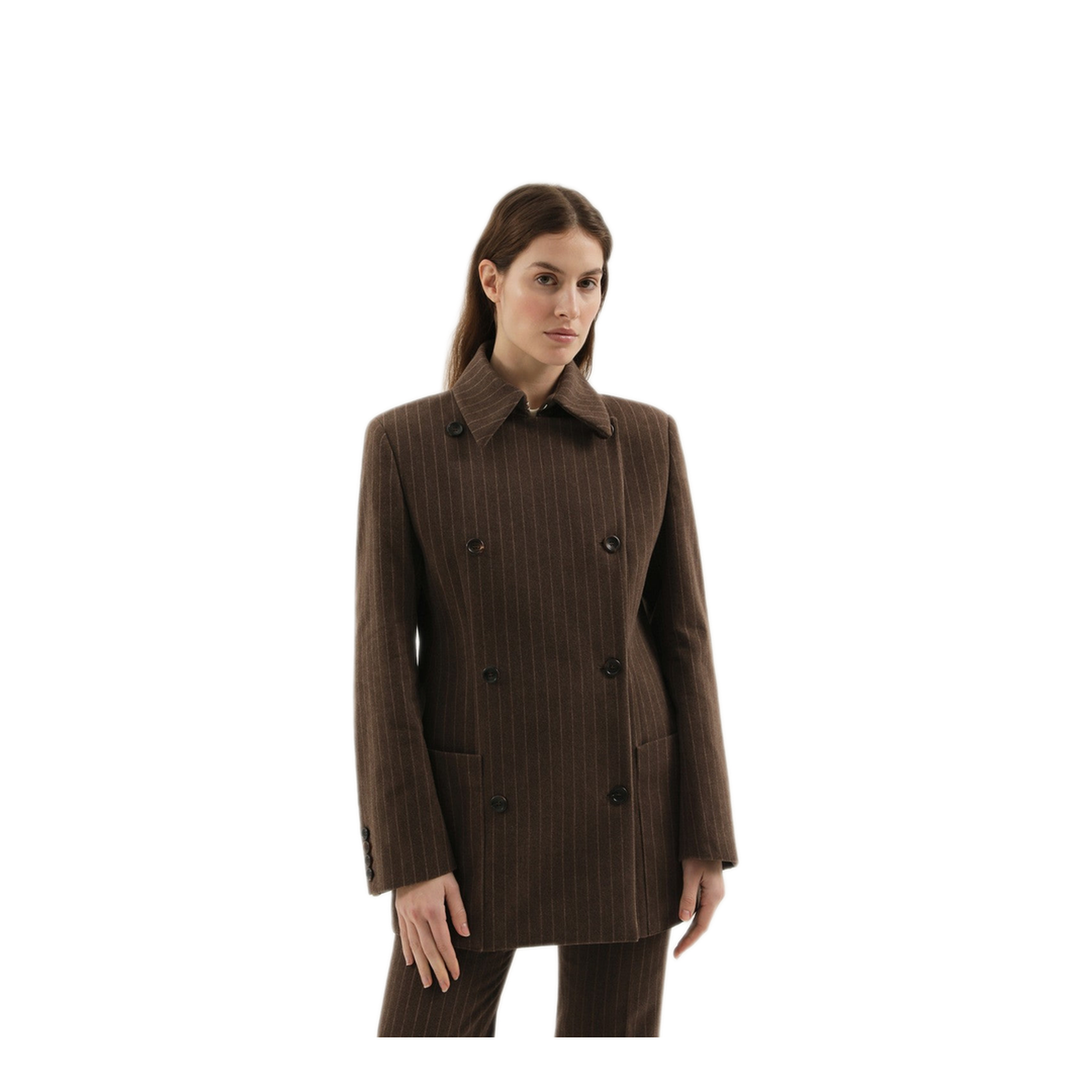 MAYFEYR - 1989 STUDIO - Brown Double Breasted Striped Blazer - F04WBH004FAB0032500