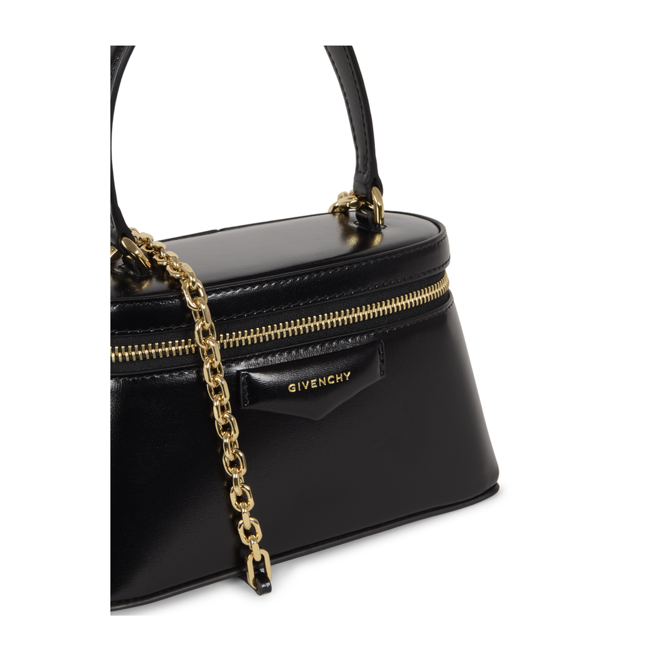 Antigona Calfskin Vanity Bag in Box Leather with Chain - Black