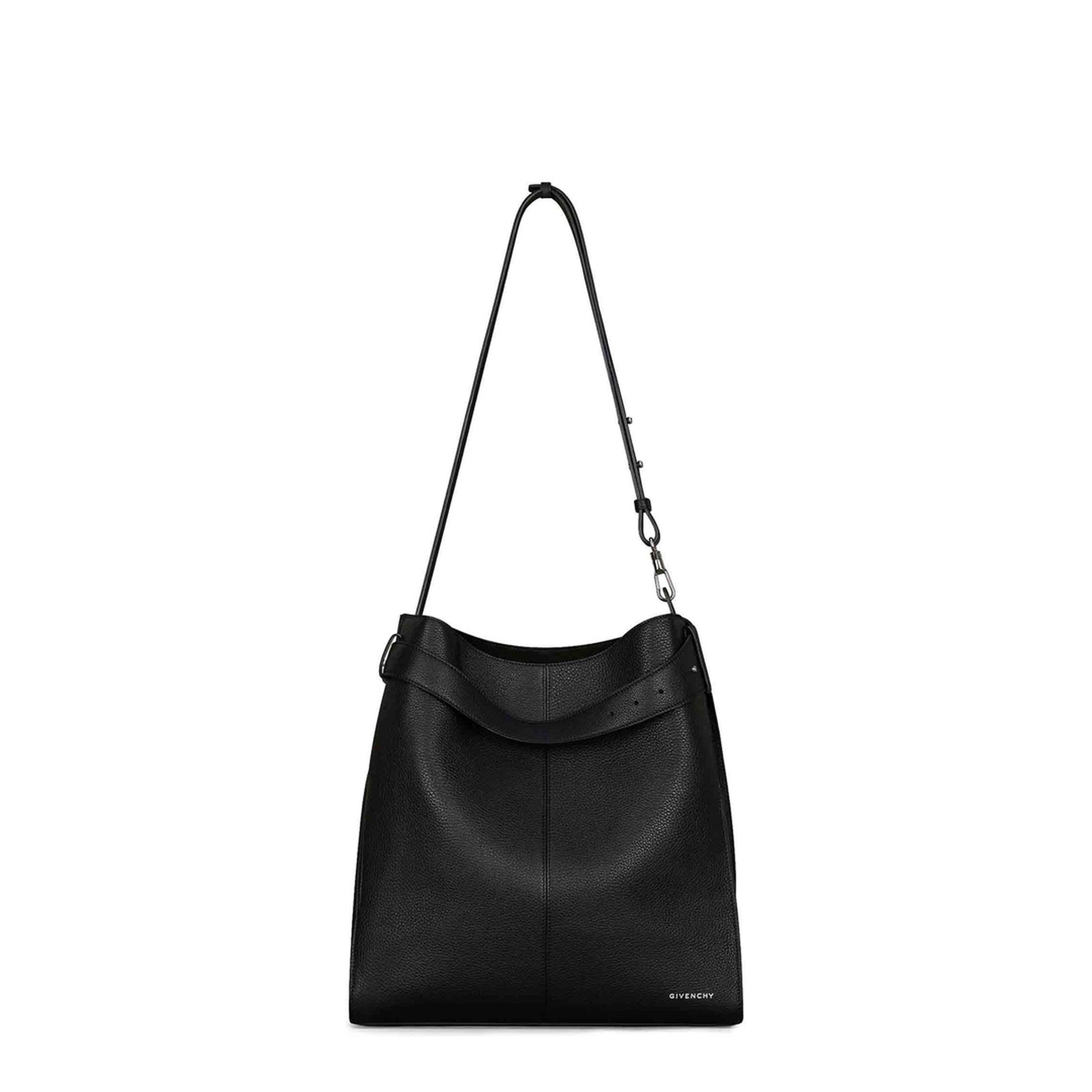 Medium Belted Hobo Bag in Grained Leather