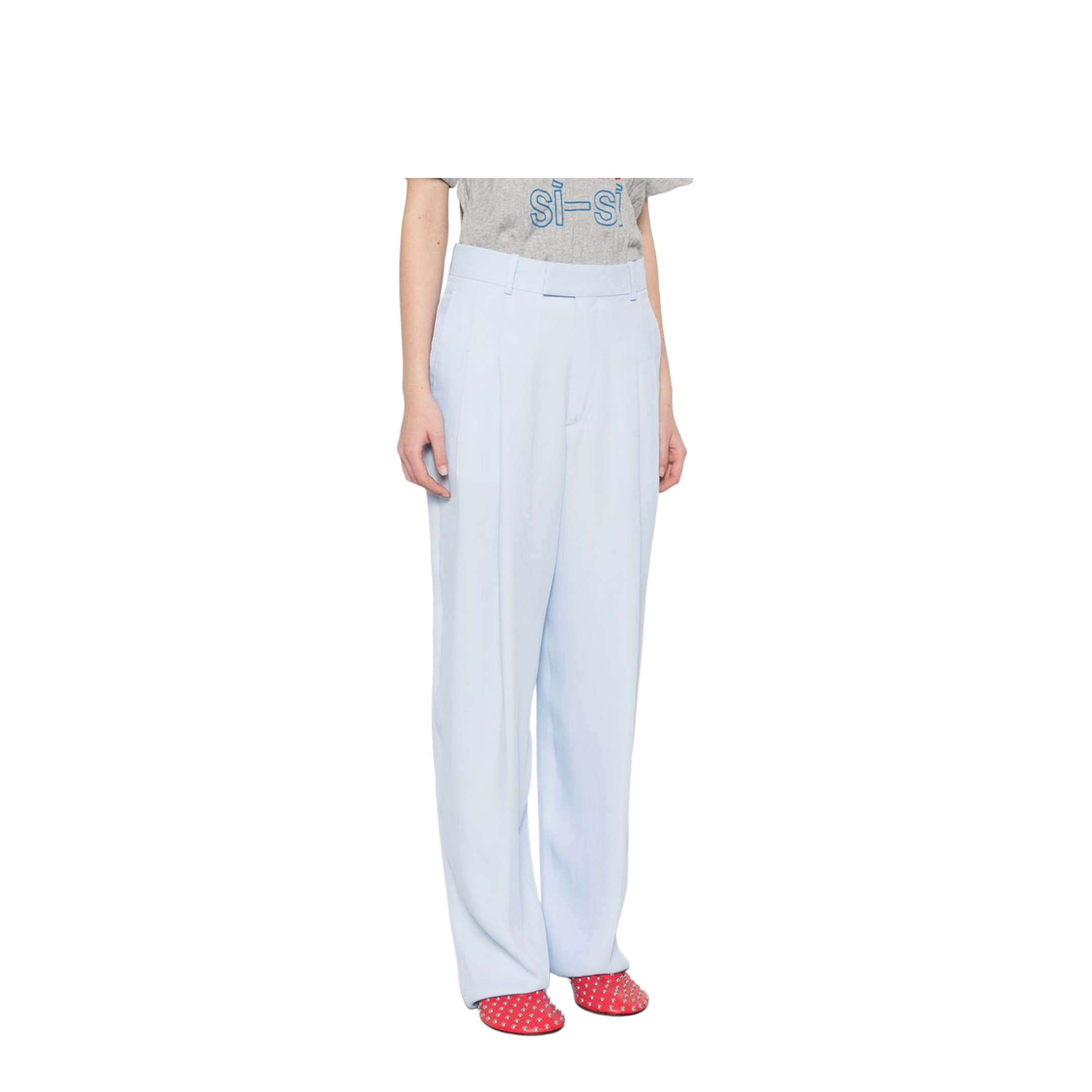 Viscose And Silk Twill Straight Trousers