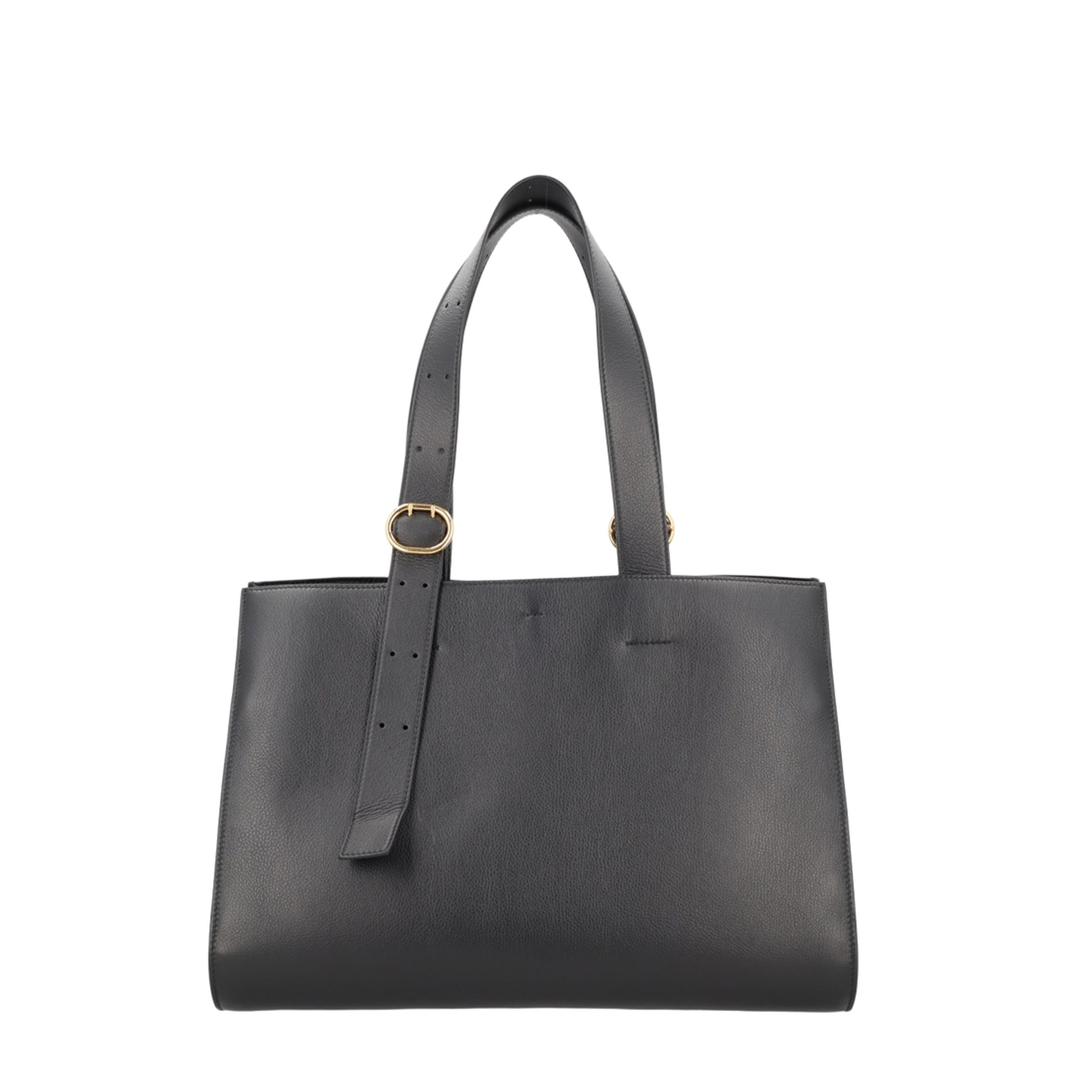 Black Leather Shopping Bag