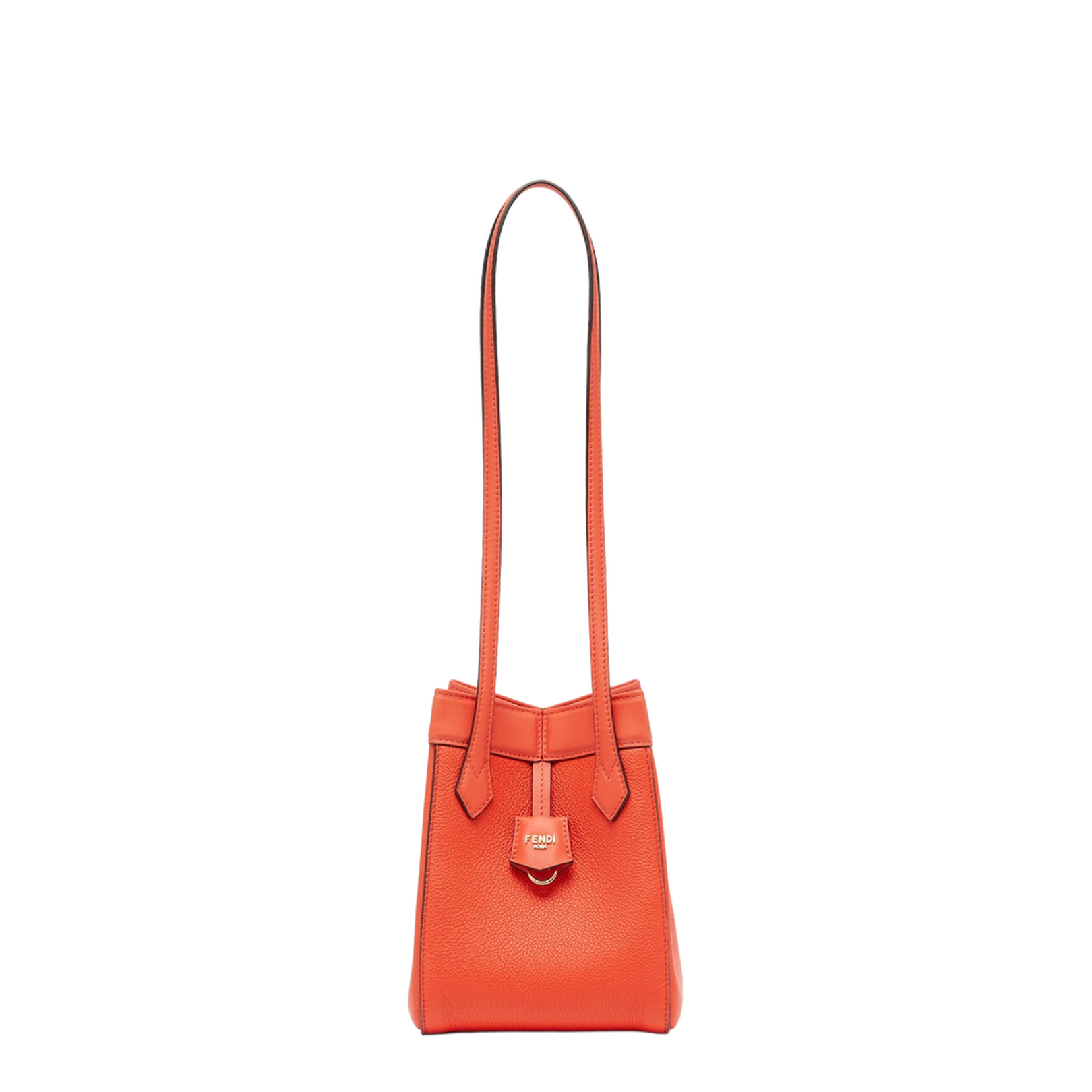 Origami Mini Leather Bucket Bags - Orange