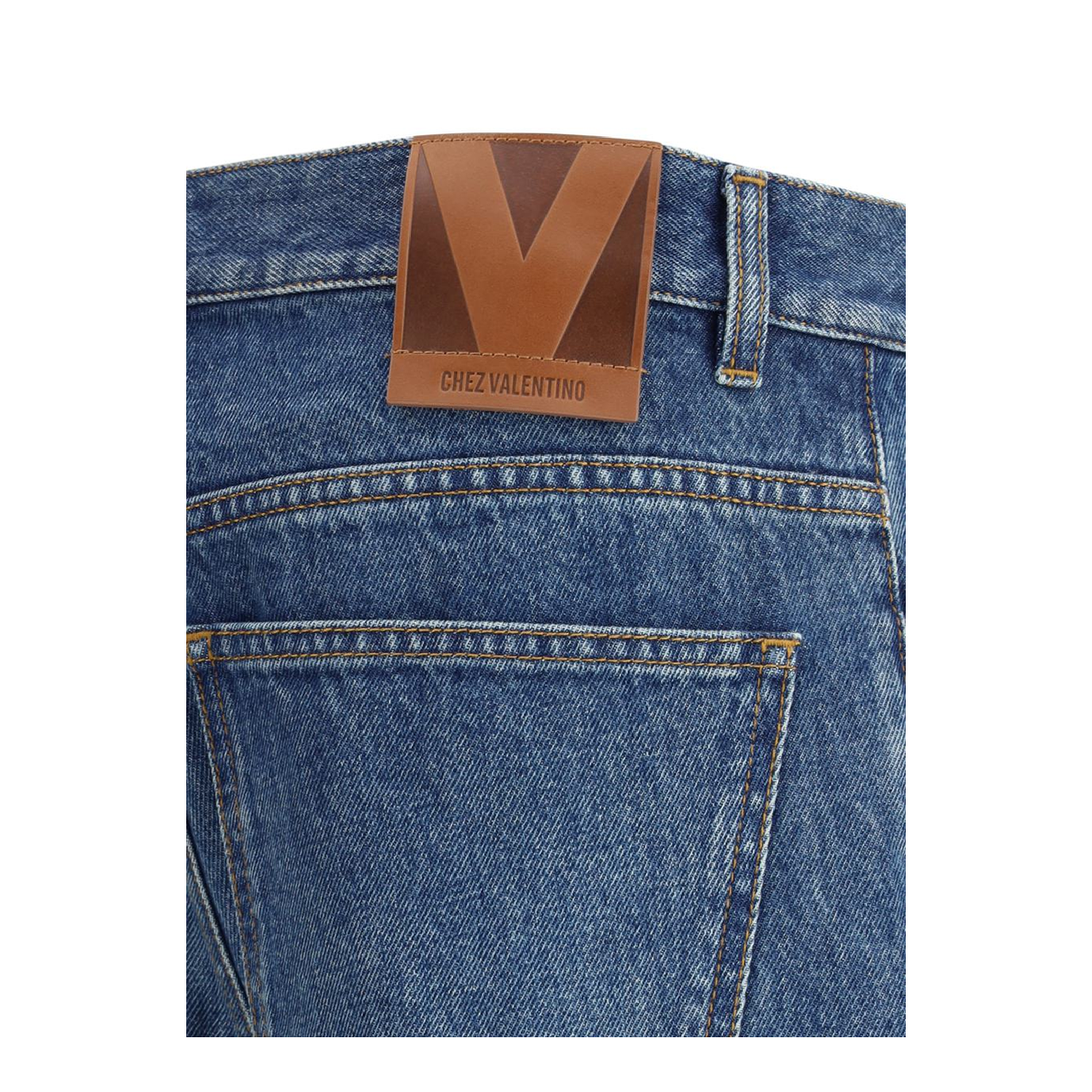 Blue Cotton Straight Leg Jeans