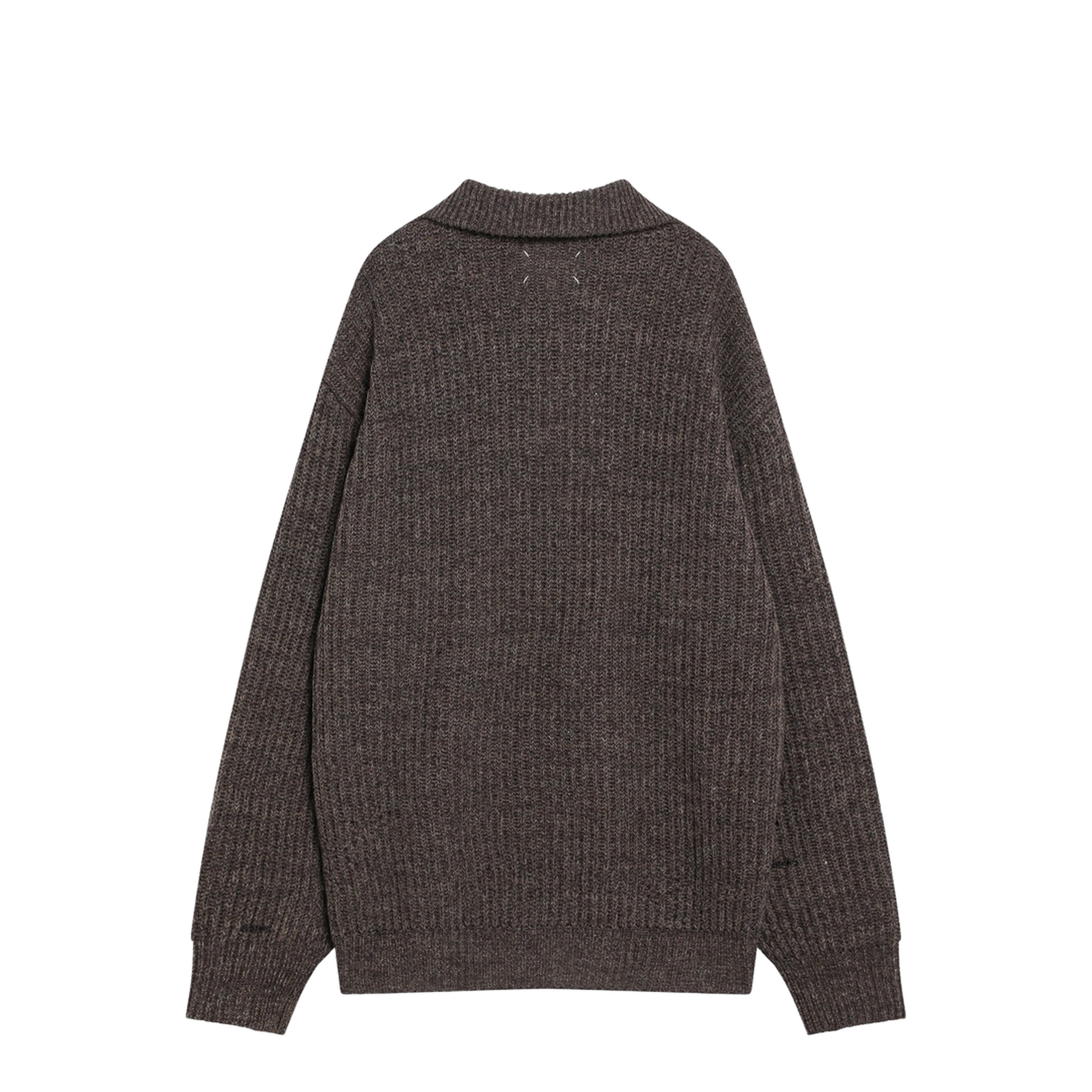 Brown Wool Sweater with Zip