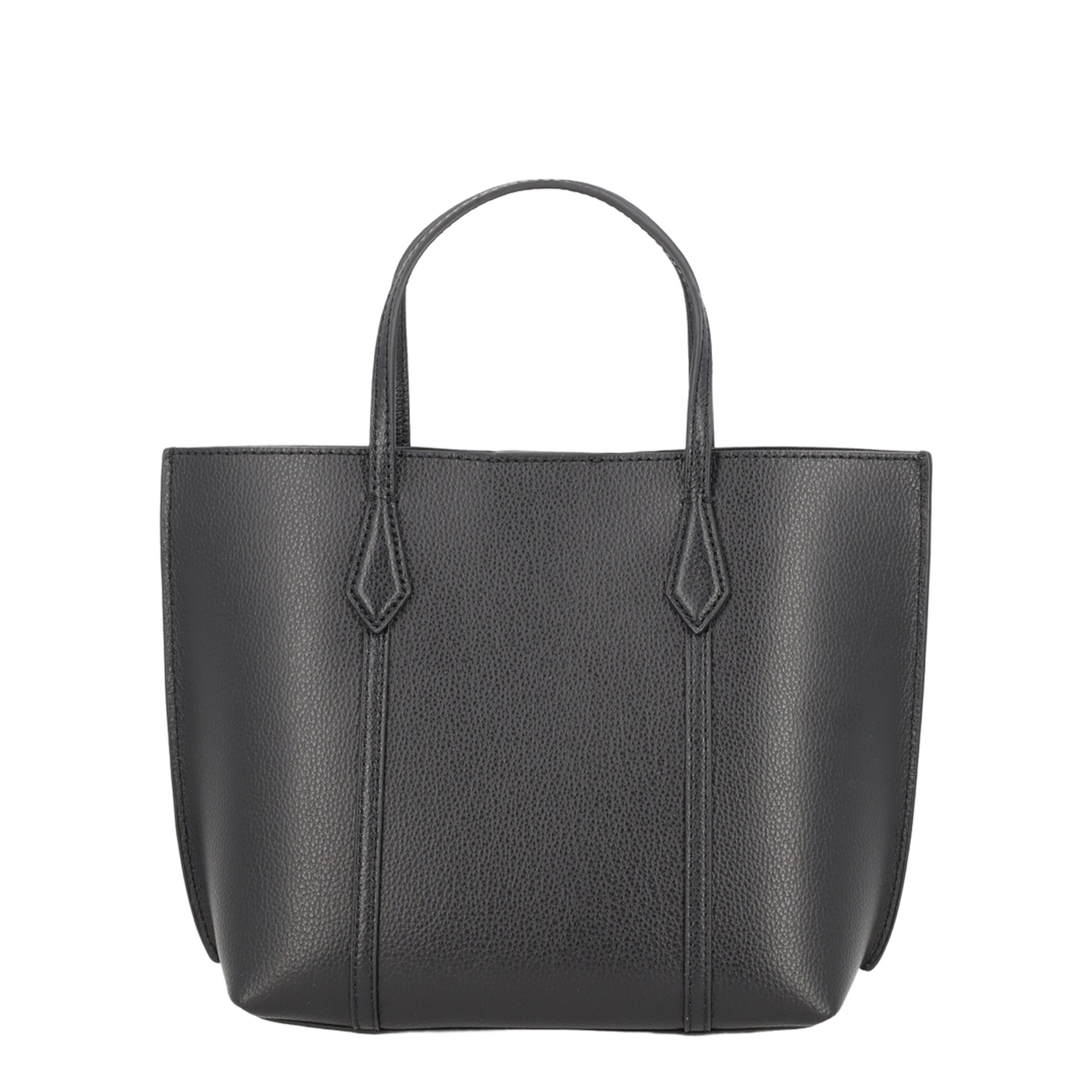 Perry Small Grained Leather Tote - Black