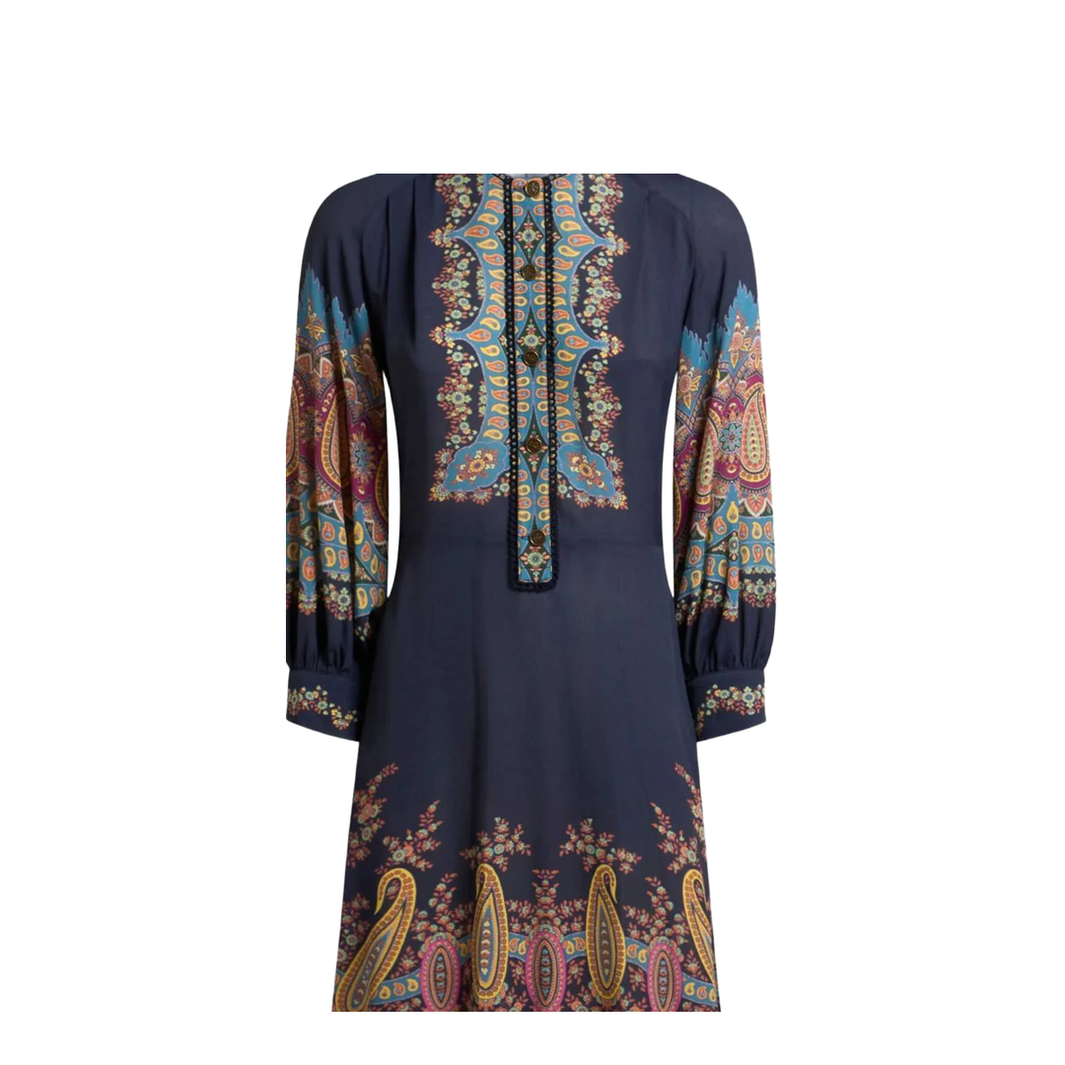 Placed Floral Paisley Print Midi Dress