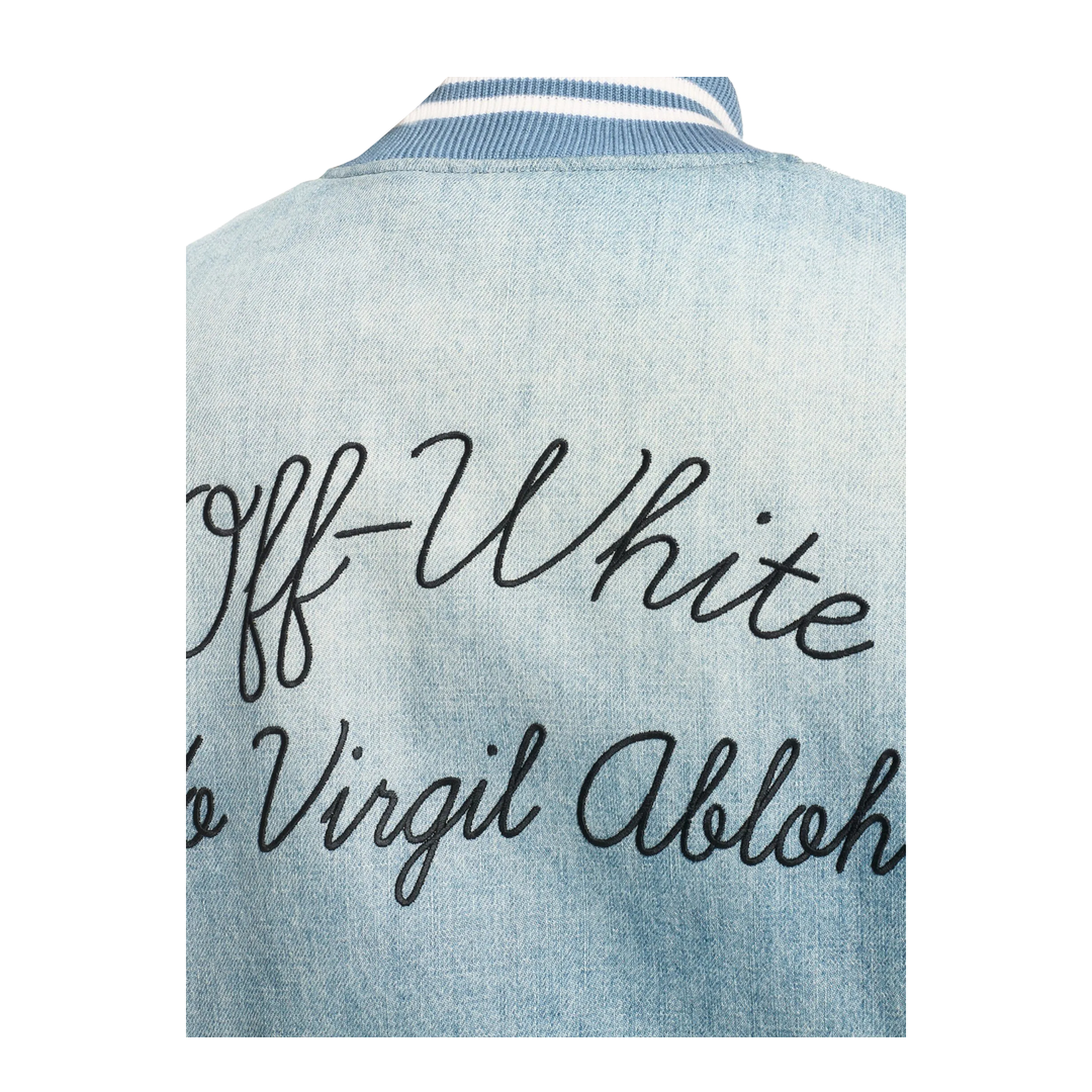 Full Denim Varsity Jacket Bleach