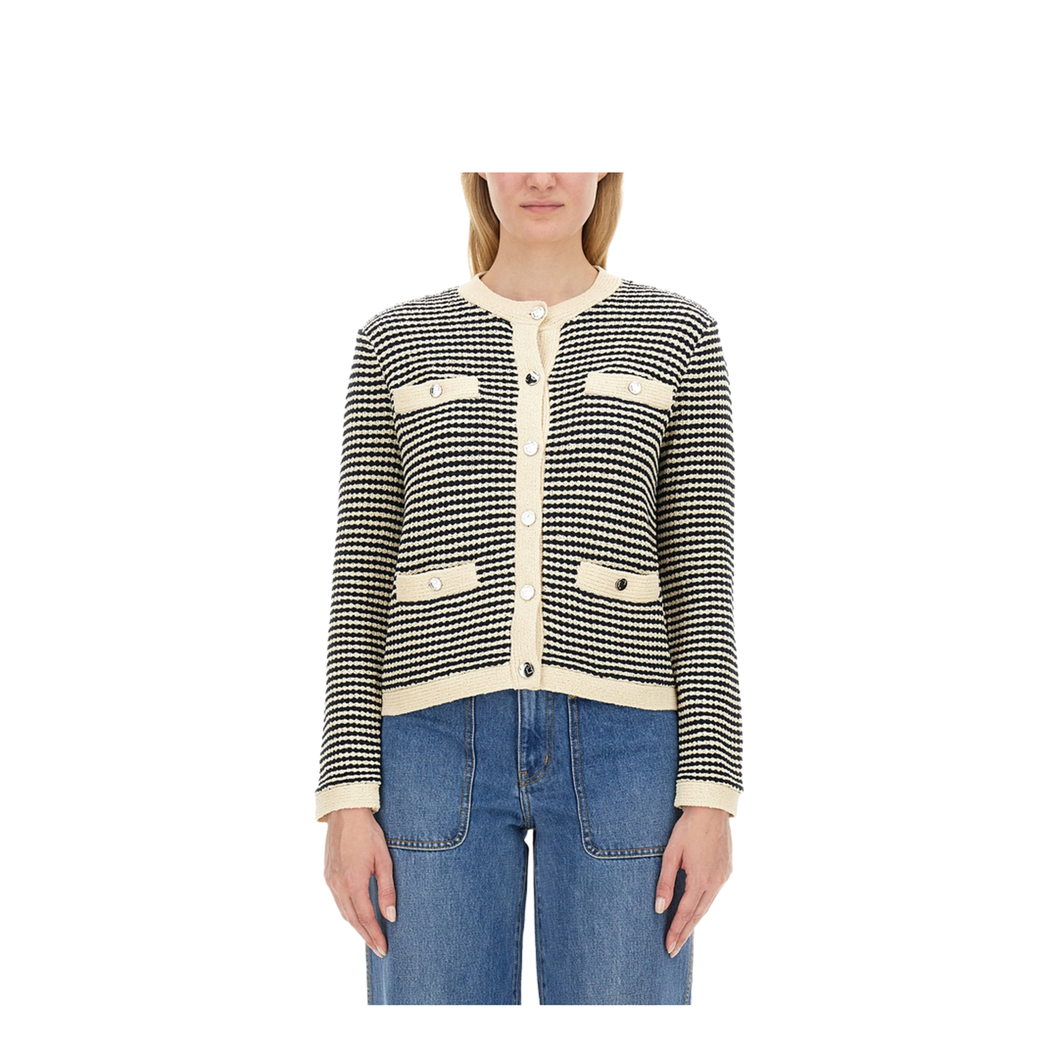 Kendra Contrasting-trim Striped Cardigan