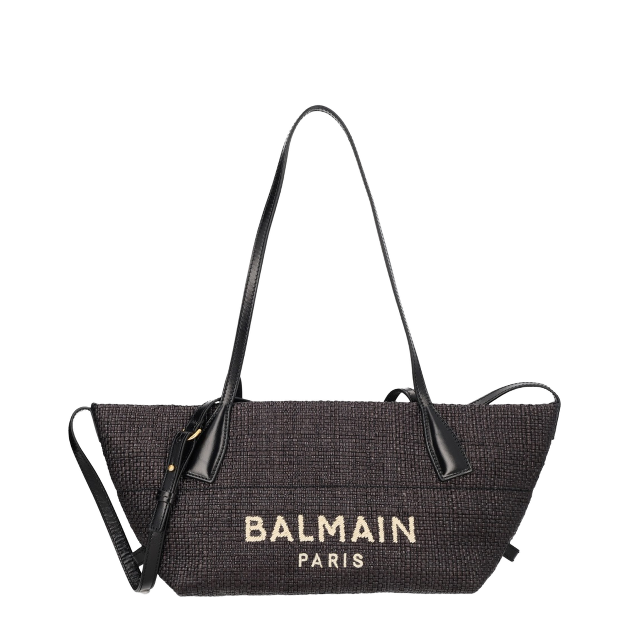 Small Track Tote Bag Raffia Black