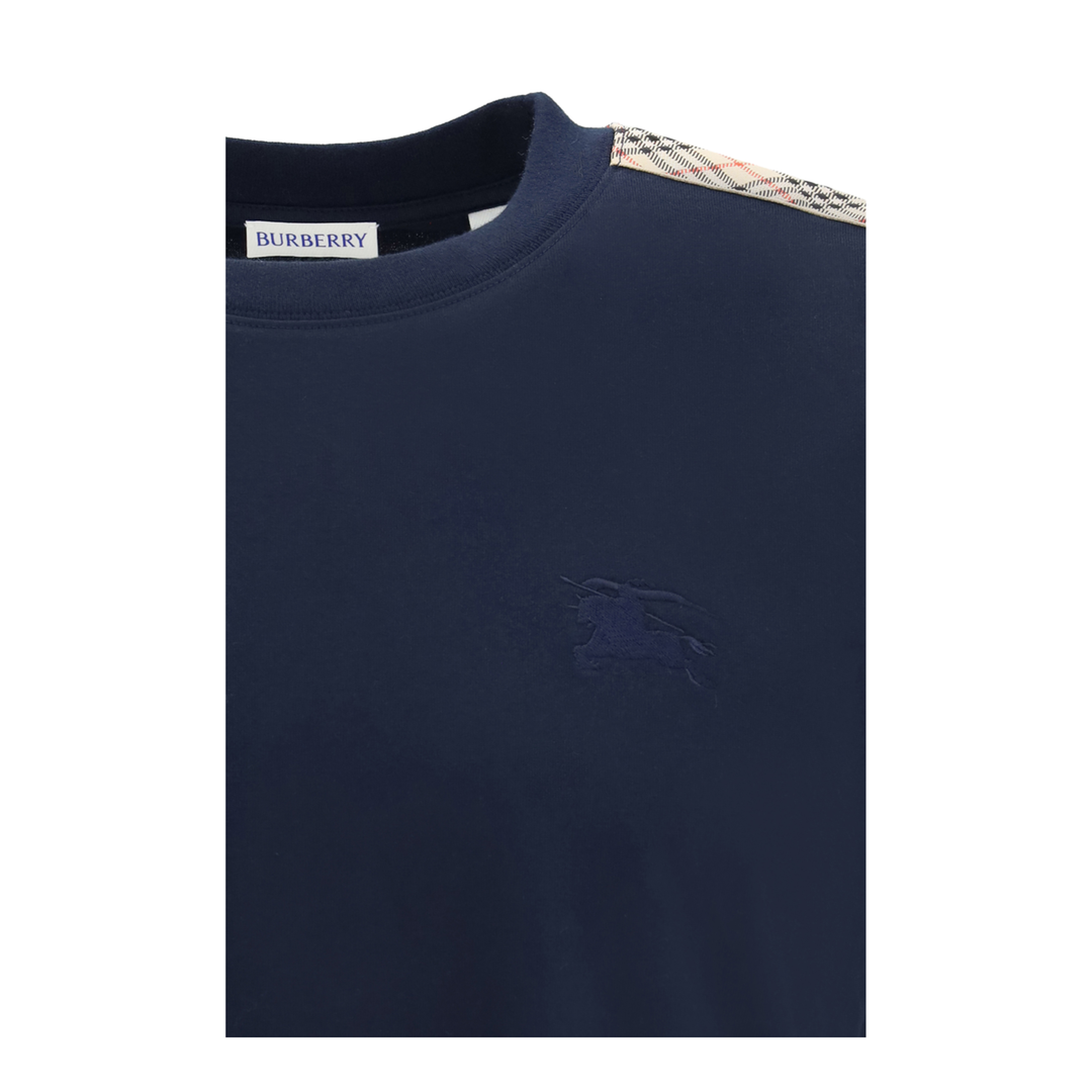 MAYFEYR - Burberry - Short-Sleeved T-Shirt With A Single Check Stripe On Both Shoulders - 8123257
