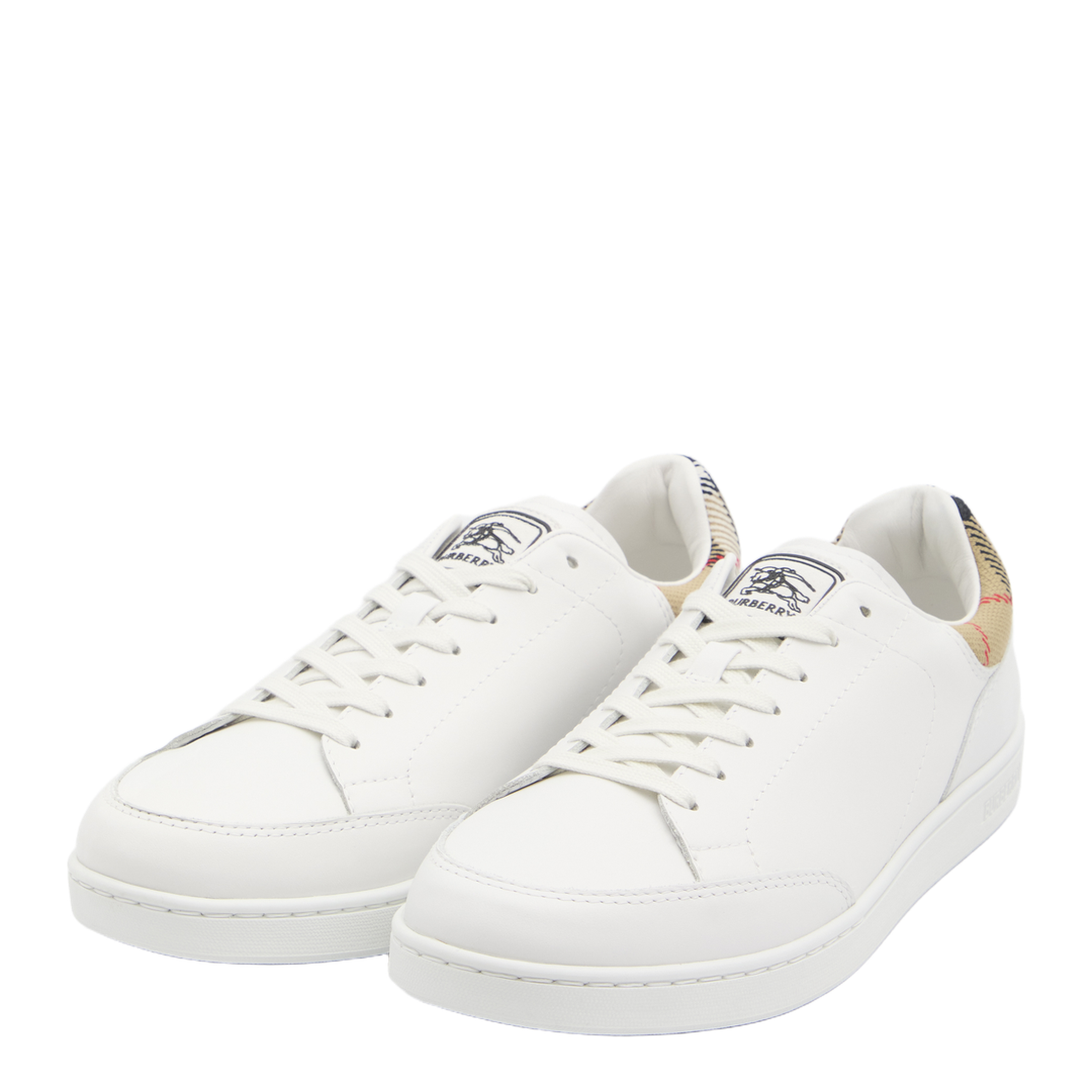 Checked Heel Leather Low-Top Sneakers