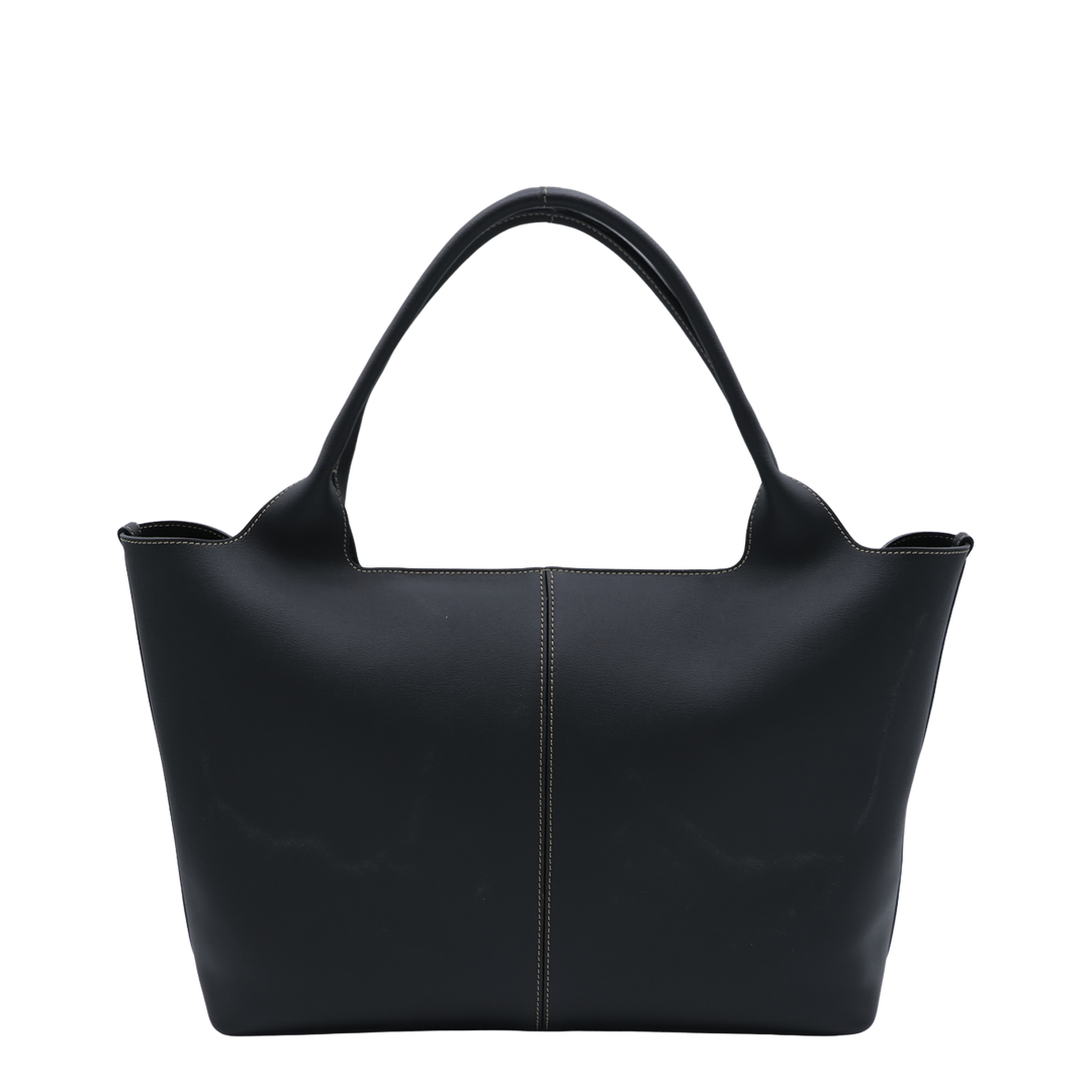 Medium Small Calfskin Shopping Bag - Black