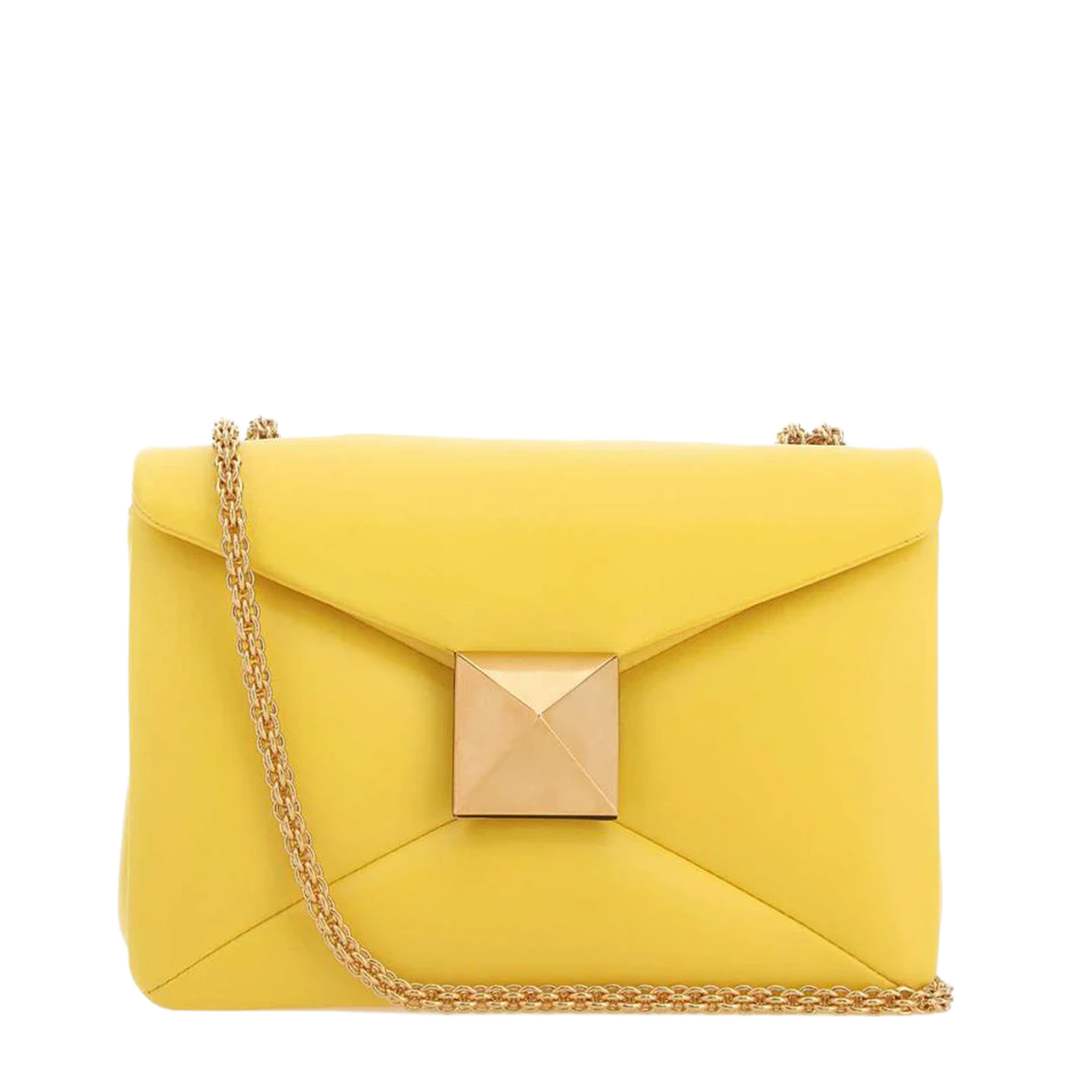 One Stud Yellow Nappa Leather Shoulder Bag