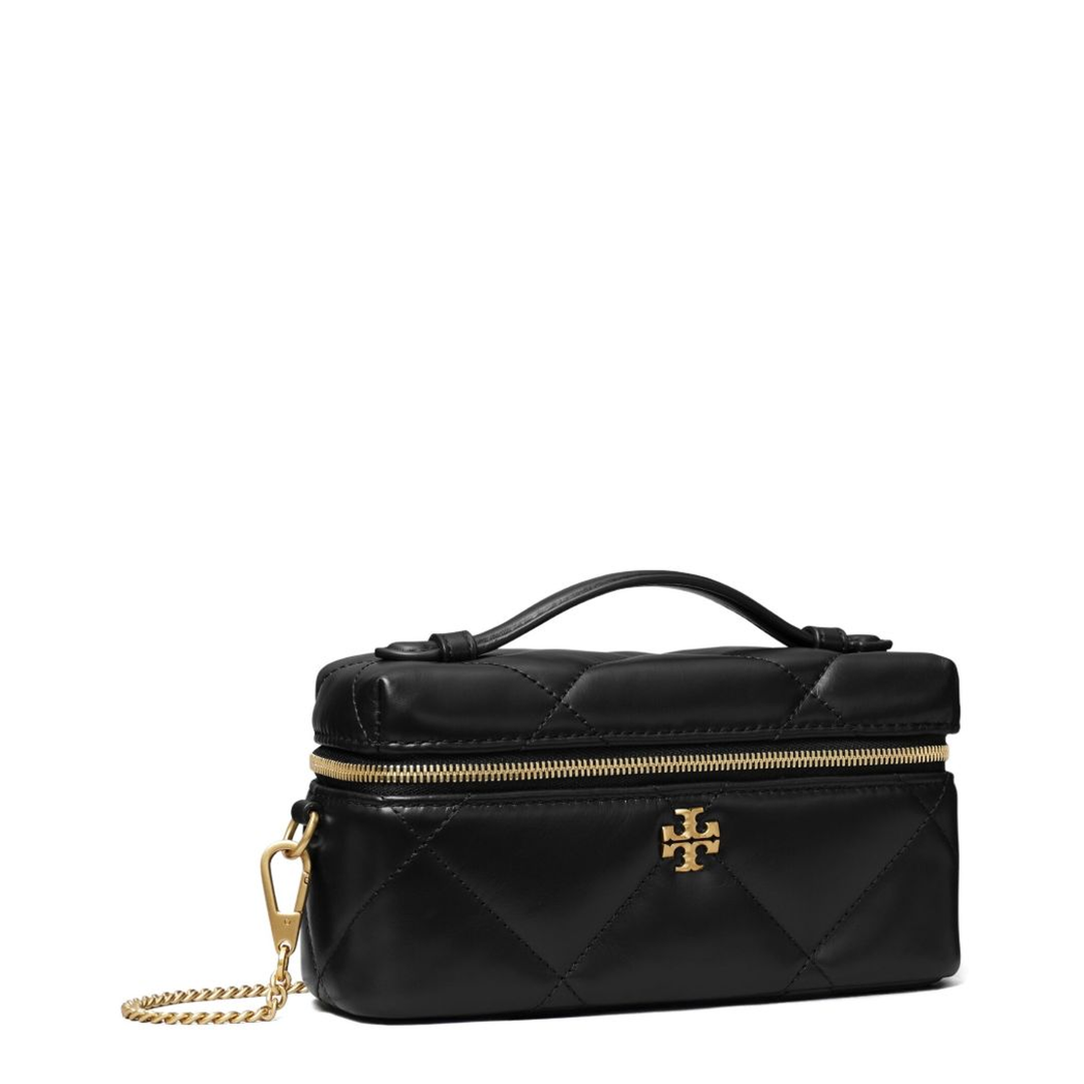 Kira Diamond Quilt Charm East-West Leather Vanity Case - Black