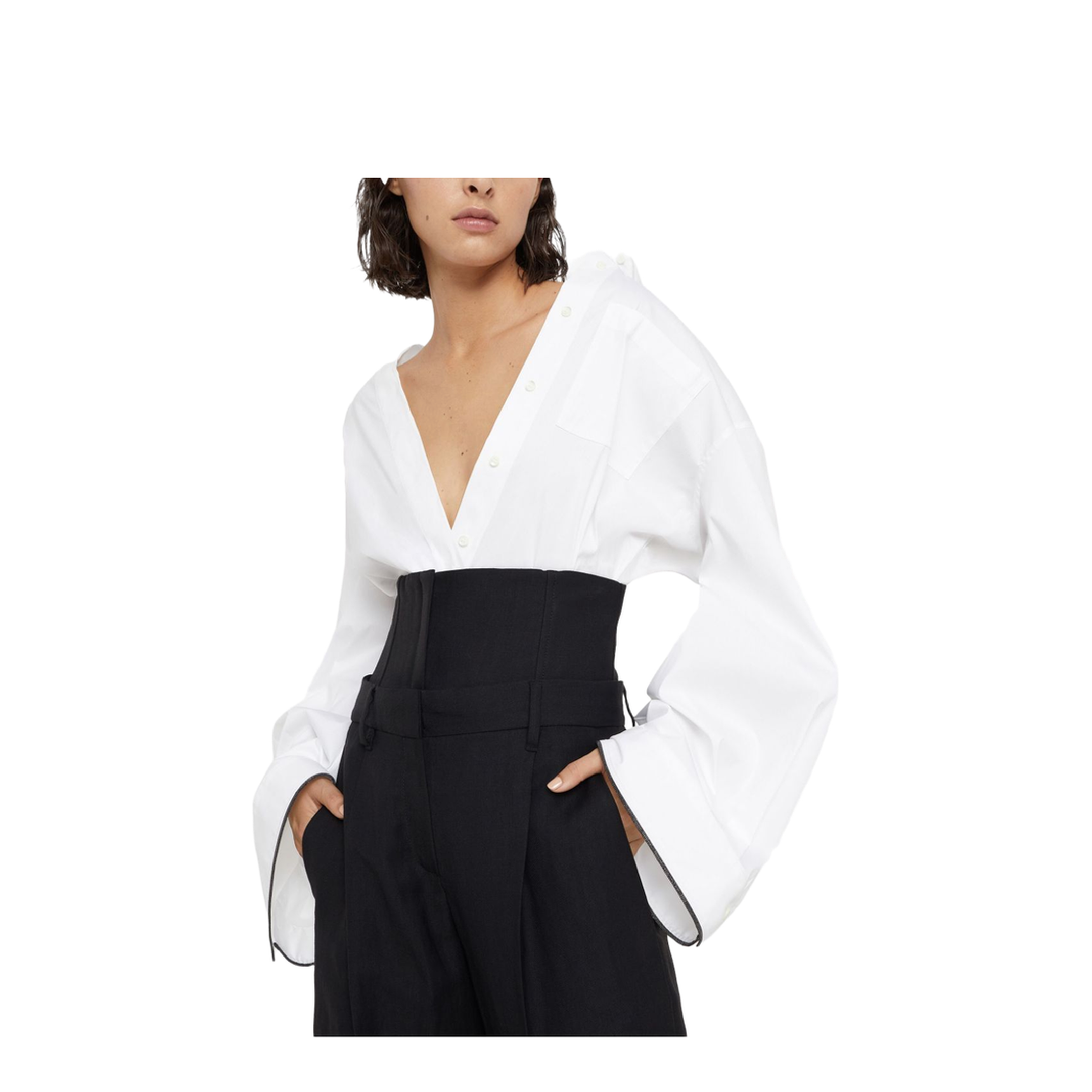 Shiny Cuff Detail Cotton Shirt