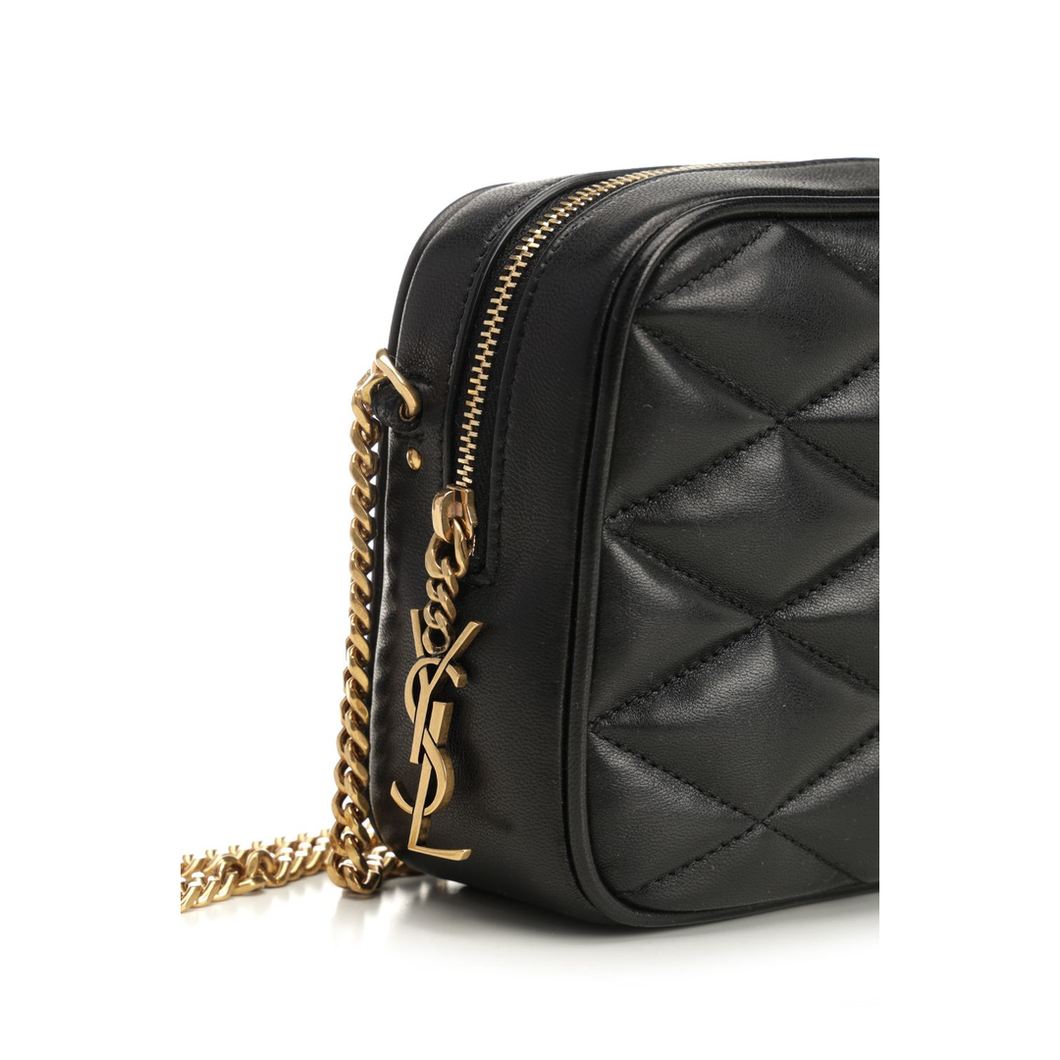 Quilted Leather Crossbody Bag - Black