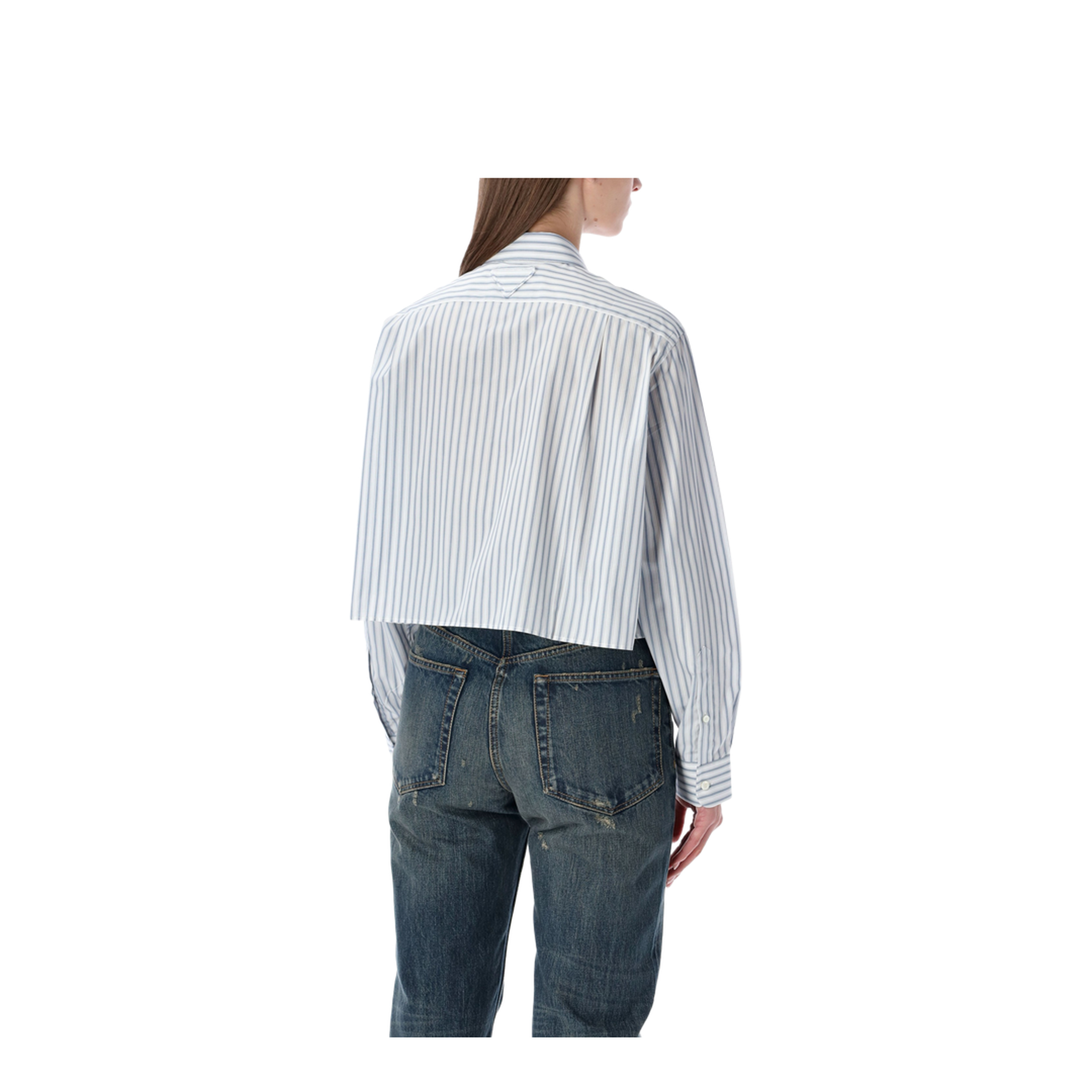 MAYFEYR - Prada - Striped Poplin Short Shirt With Scarf Collar - P462I17MGF0637