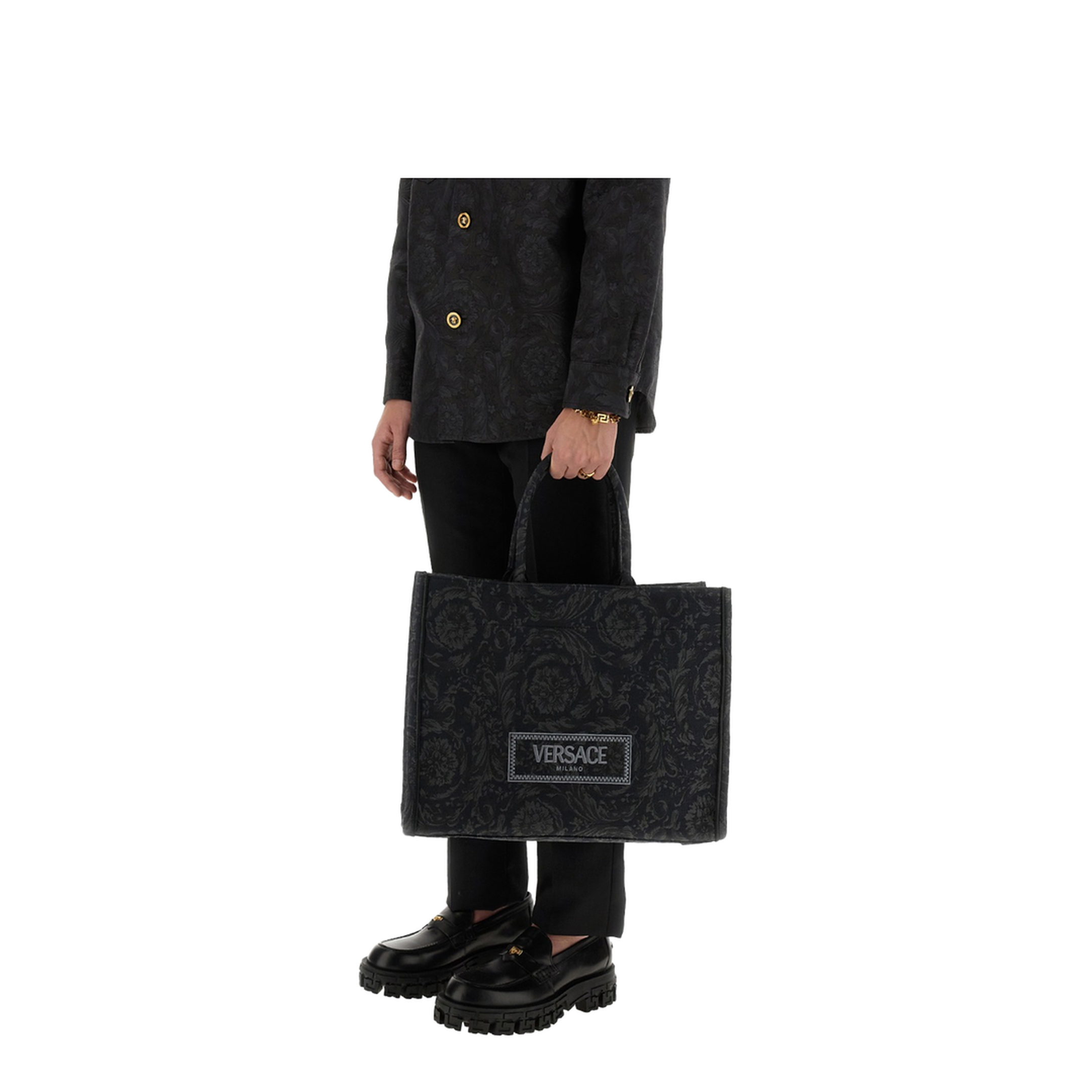 Embroidered Fabric Big Athena Shopping Bag