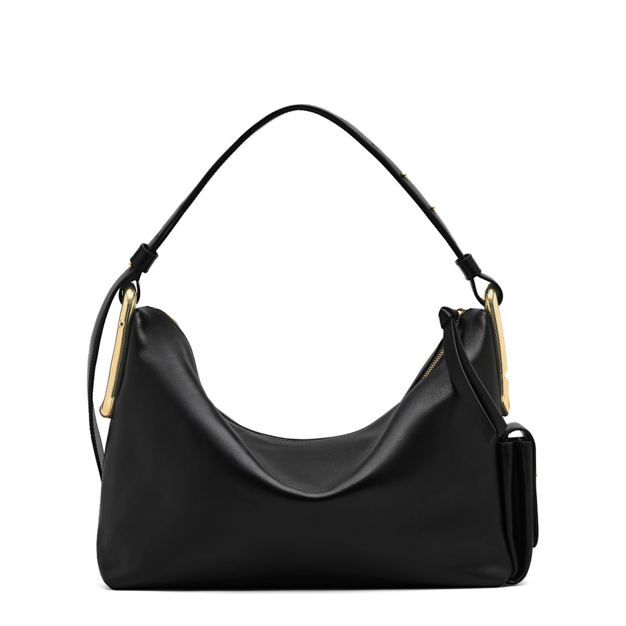 The Scene Large Smooth Leather Shoulder Bag - Black