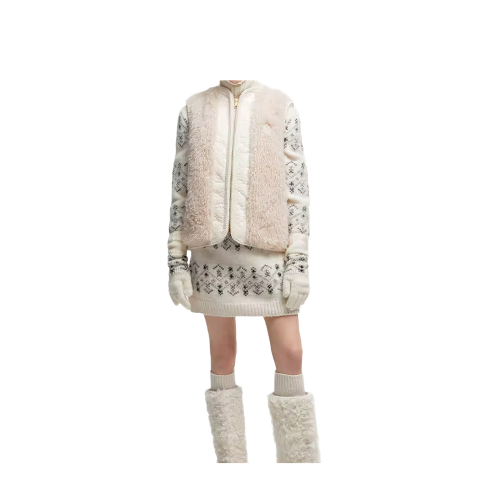 Light Beige Tournel Teddy Padded Gilet