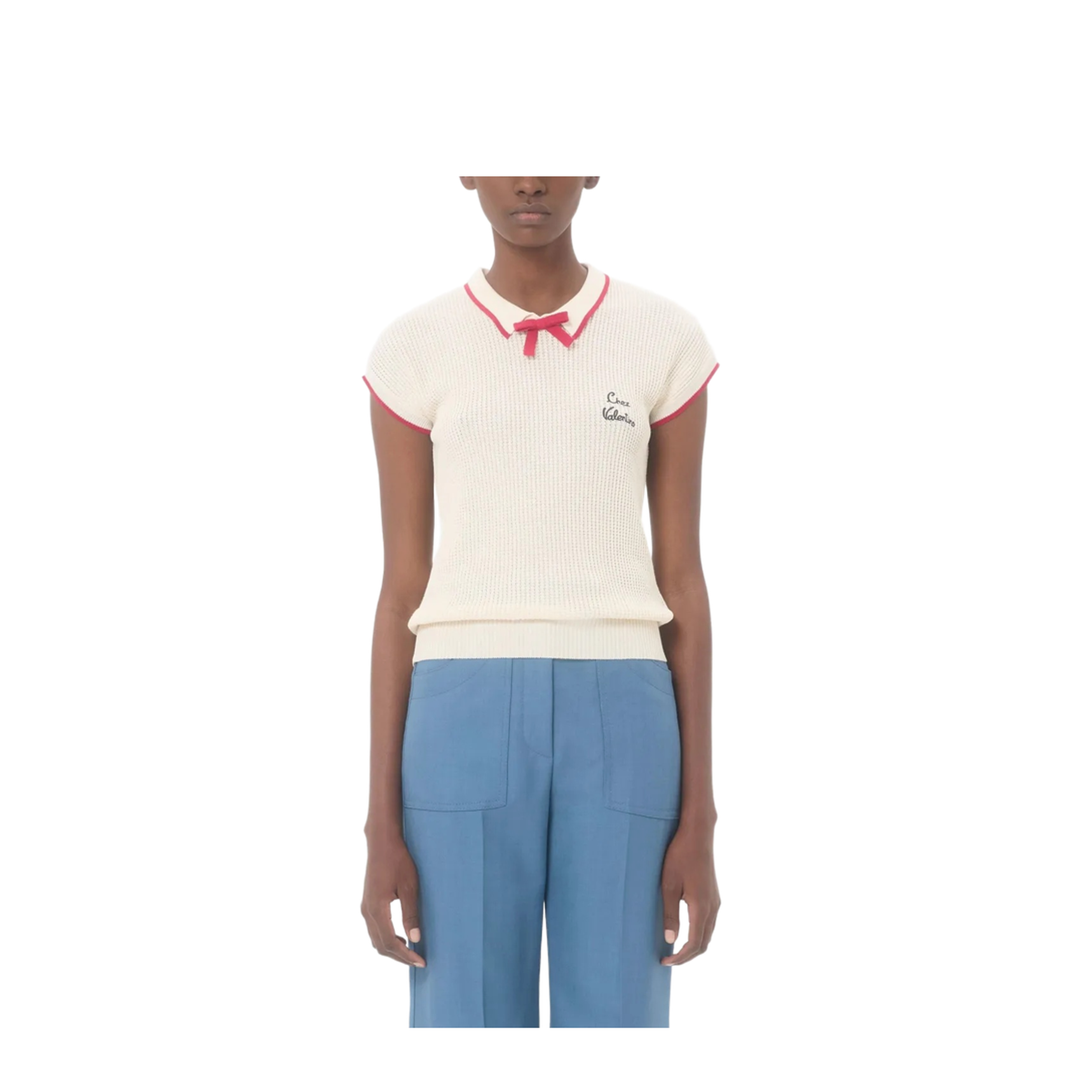 Ribbed Knitted Top White