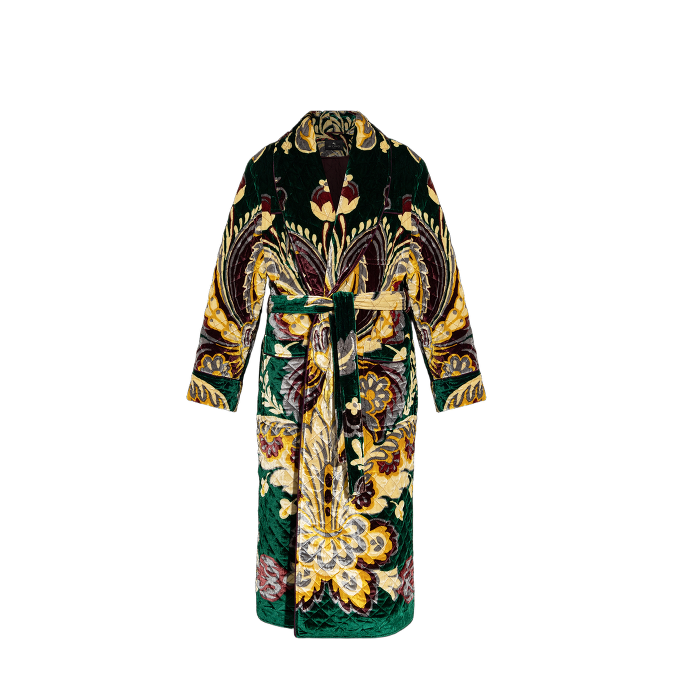 Velvet Robe Coat Placed Print