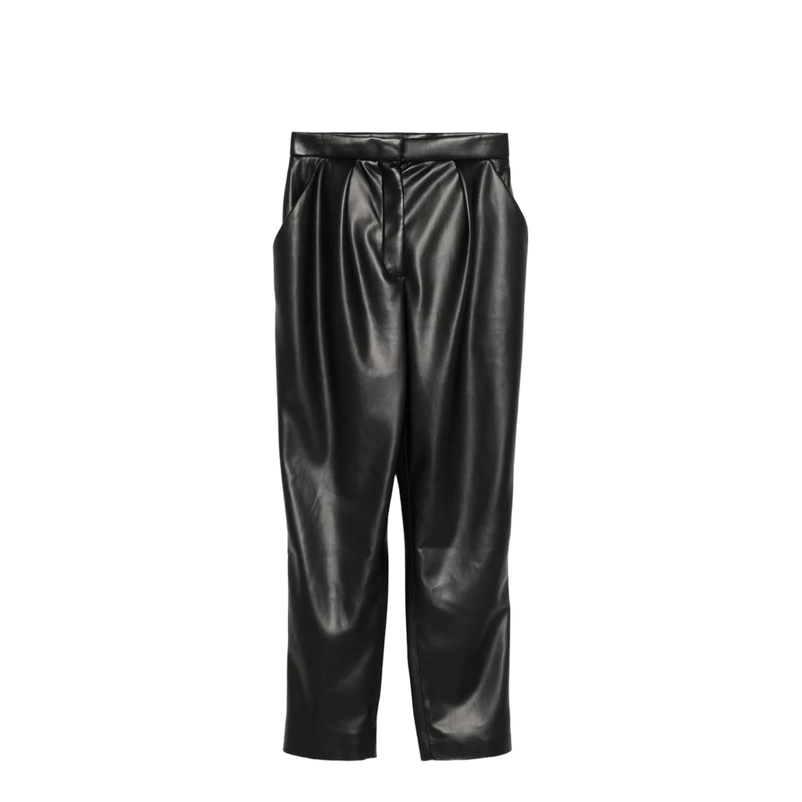 High-waisted Faux Leather Trousers