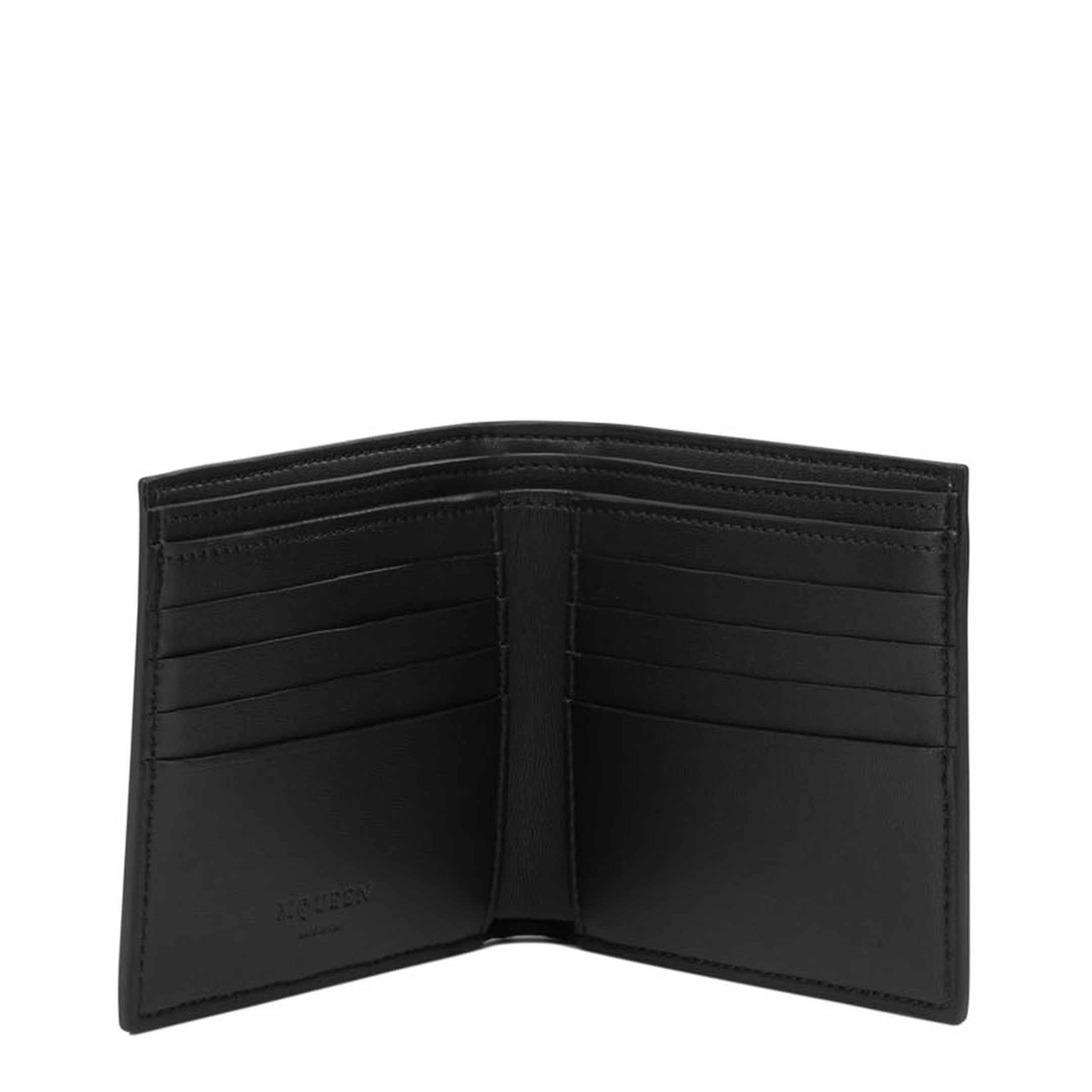Alexander McQueen McQueen Bifold Wallet With Logo In Black Calfskin