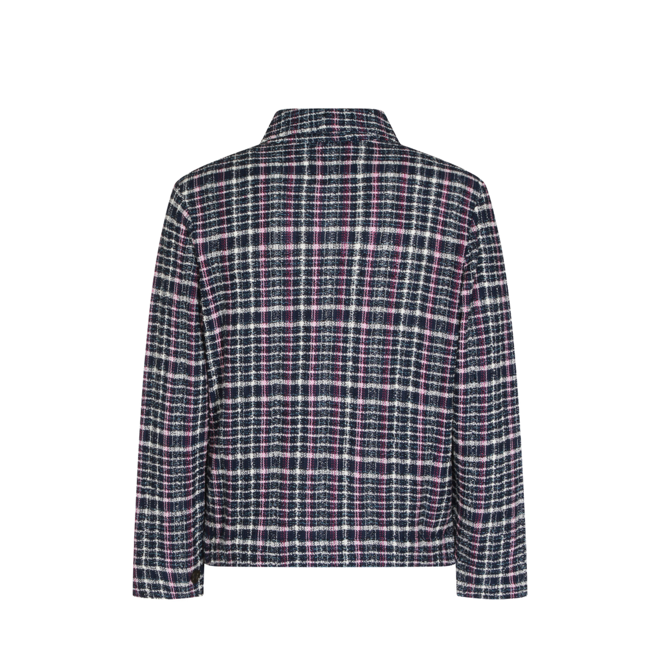 Check Motif Knitted Jacket Multicolor