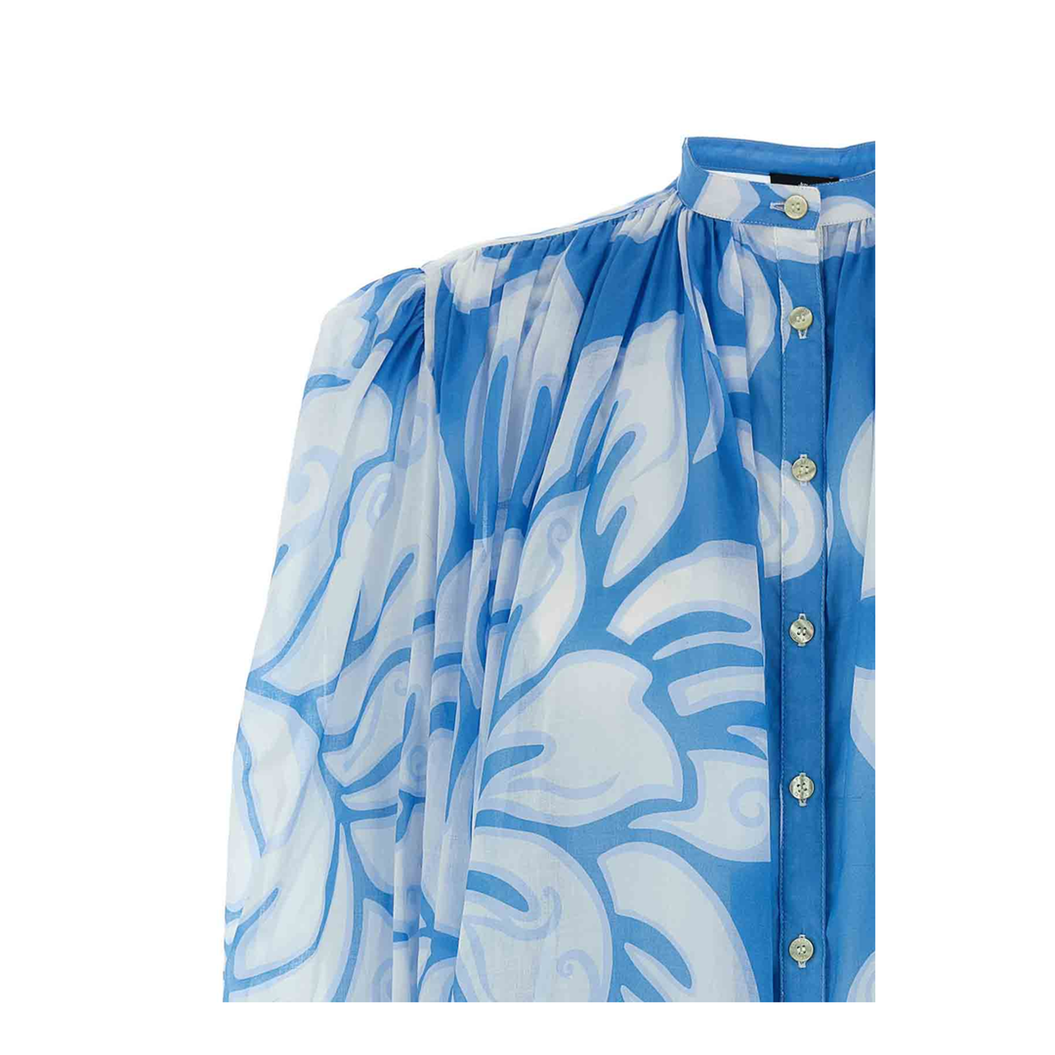 Flower Patterned Shirt Blue