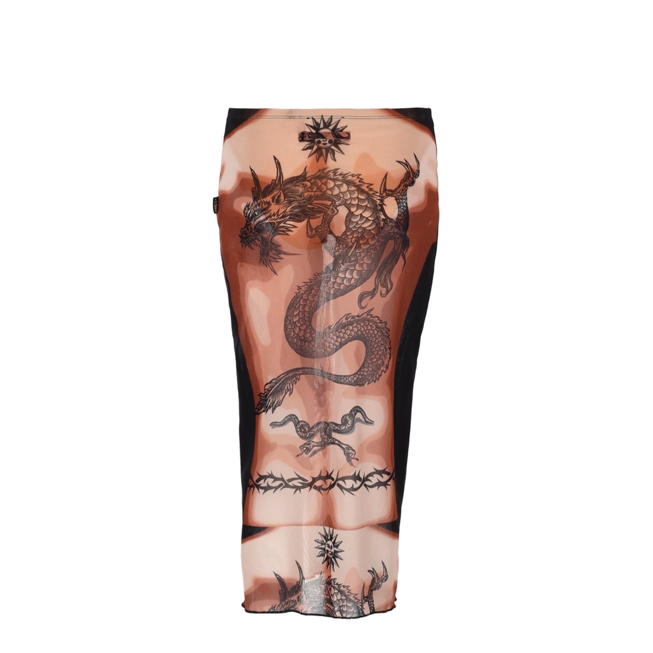 MIDI SKIRT WITH SAFE SEX TATTOO PRINT