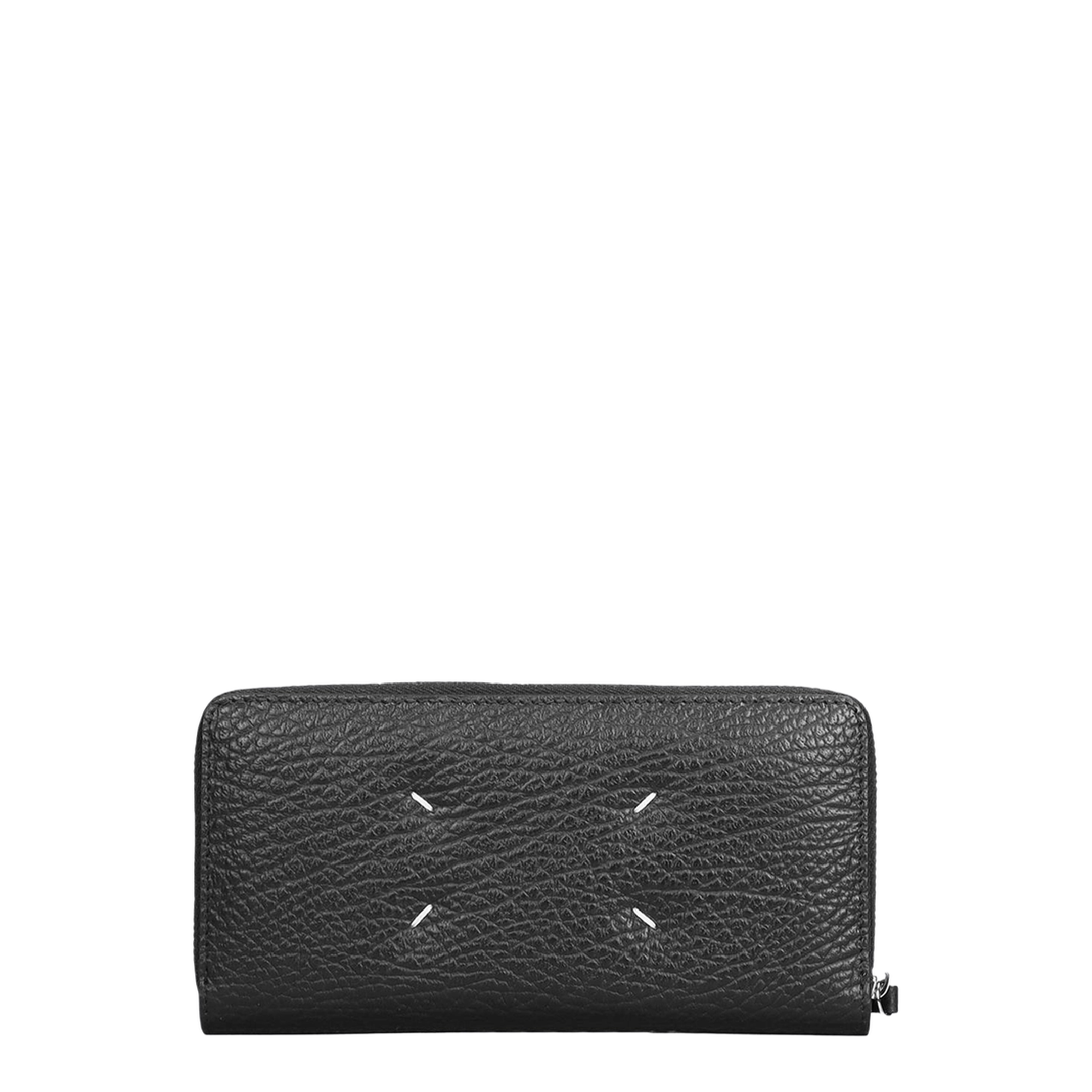 Four Stitches Calfskin Zip-Around Wallet - Black (Negro)
