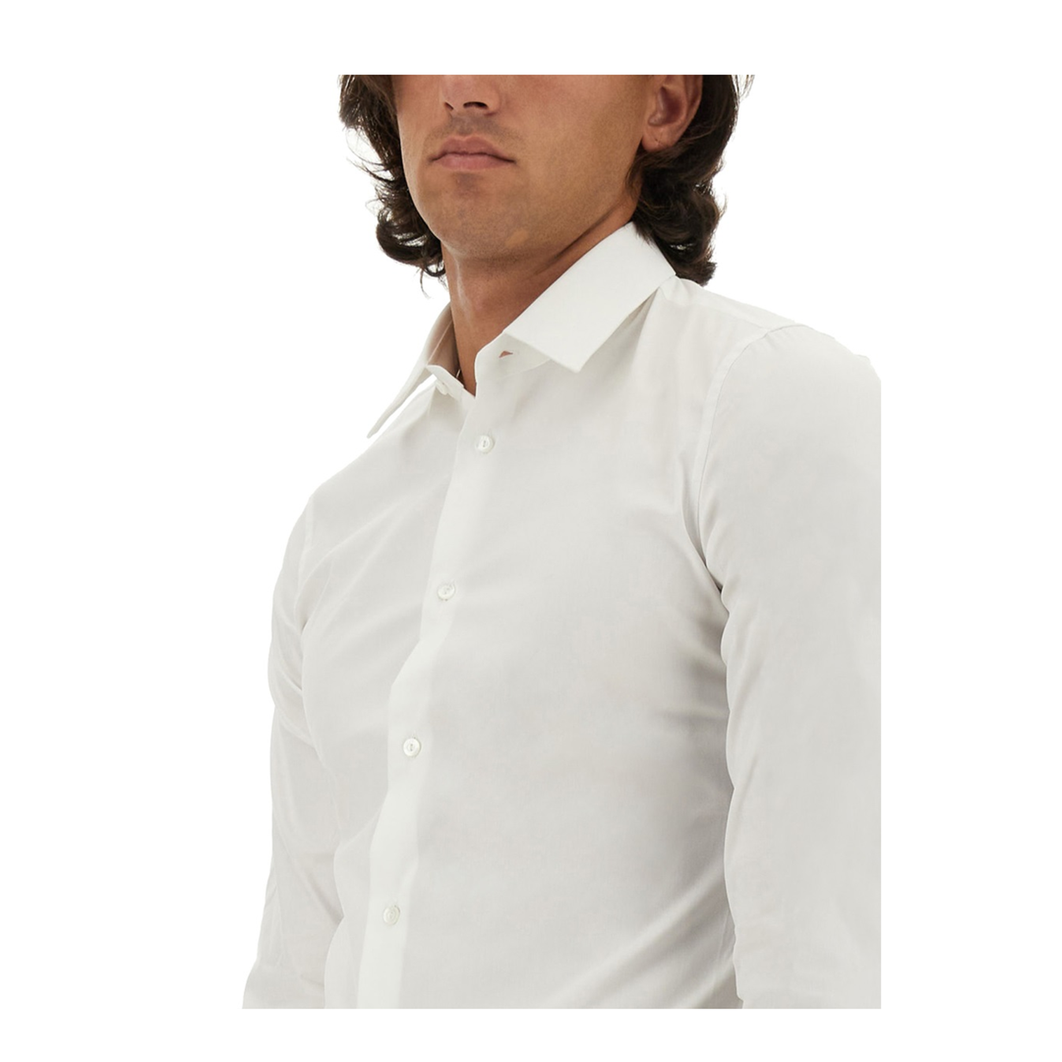 White Stretch Poplin Shirt